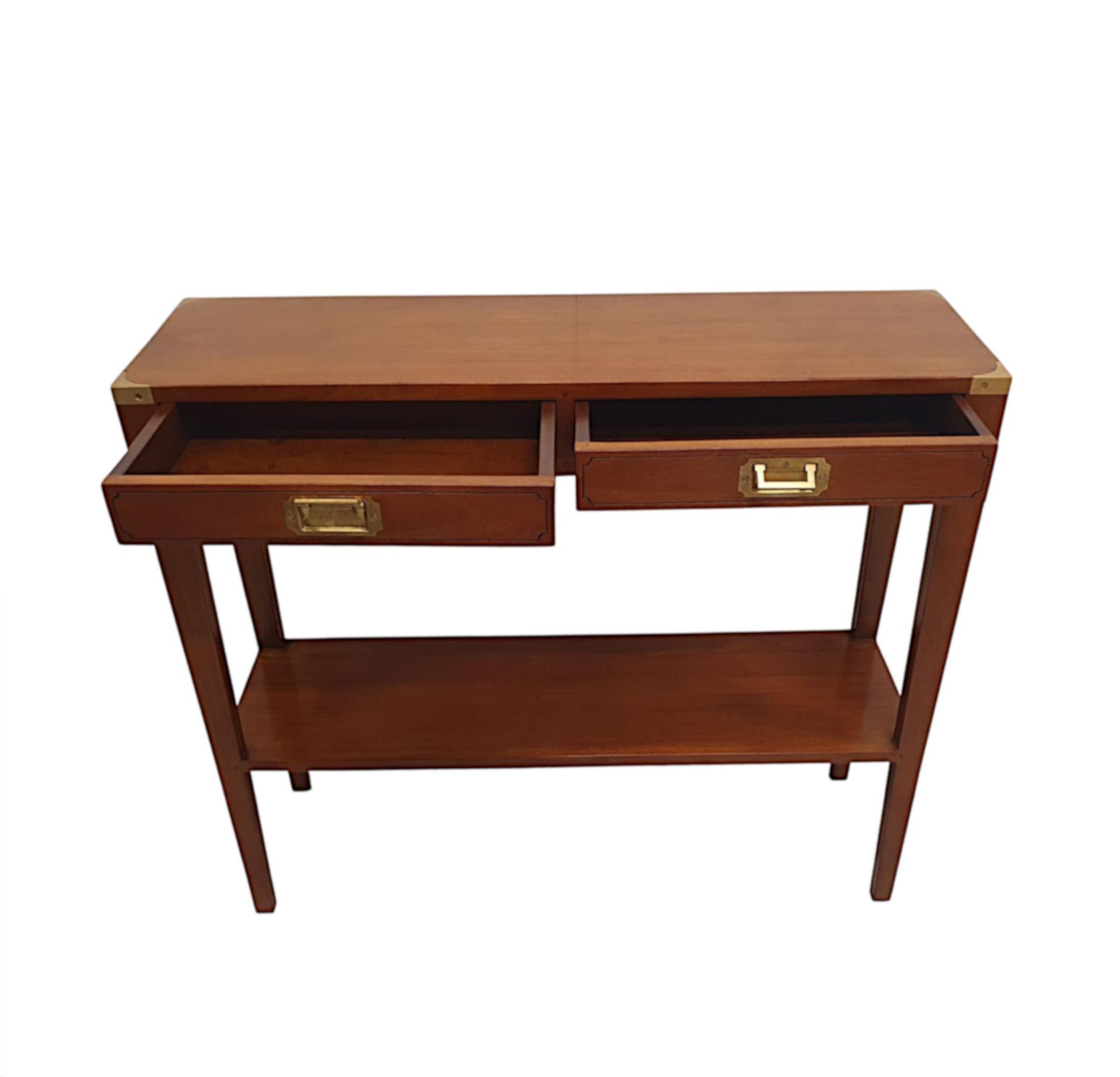 A Fine Campaign Style Cherrywood Console Table In New Condition For Sale In Dublin, IE