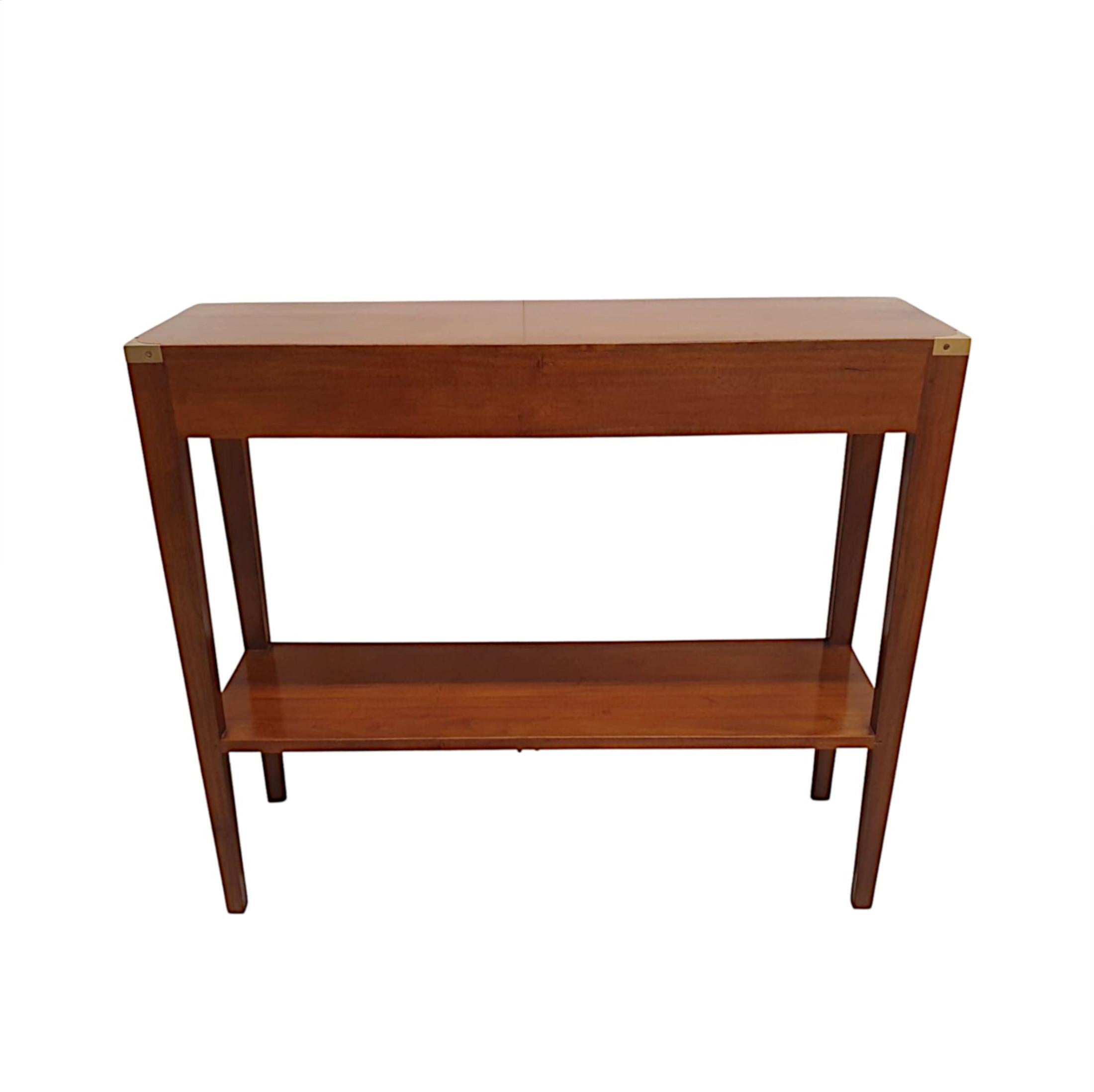 Brass A Fine Campaign Style Cherrywood Console Table For Sale