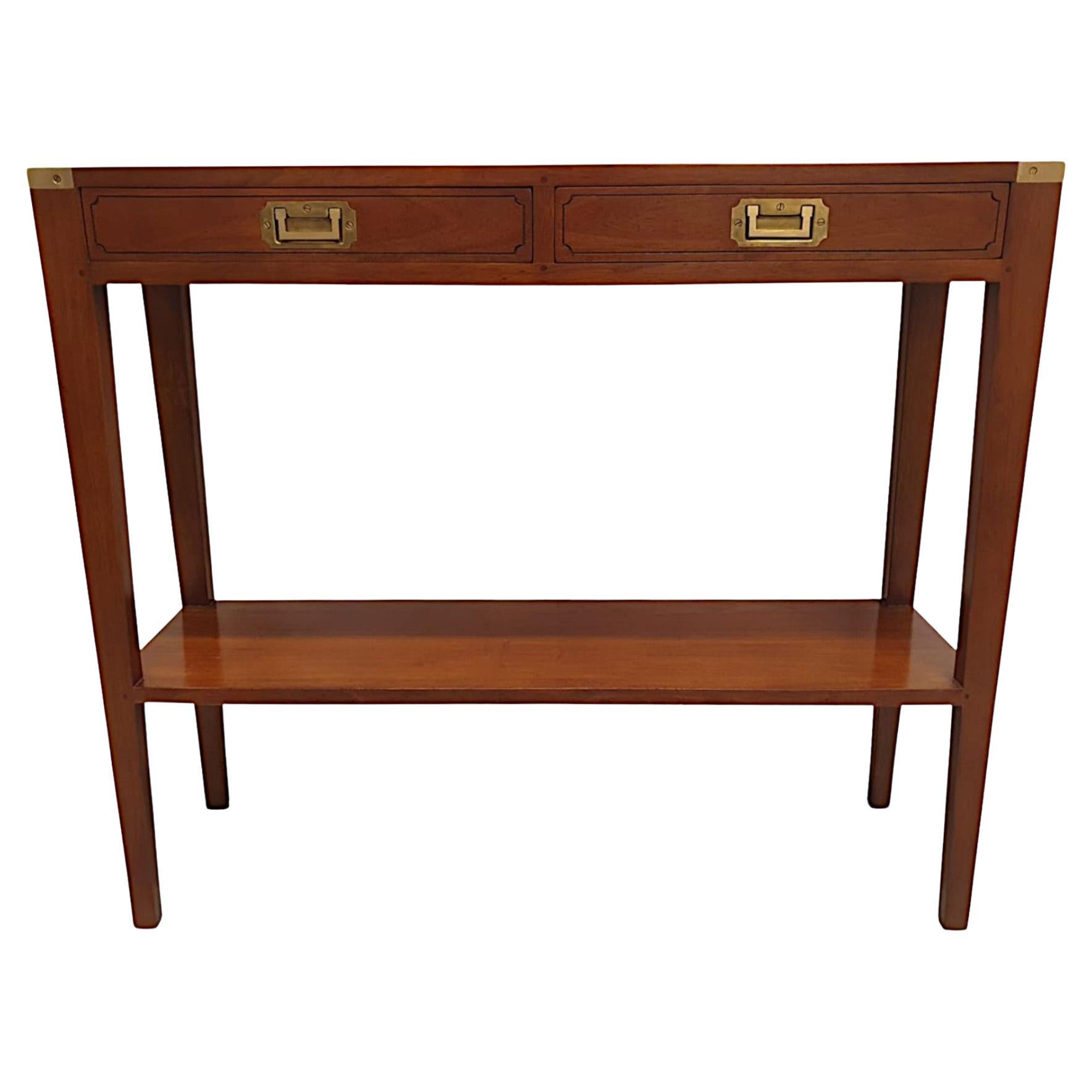 A Fine Campaign Style Cherrywood Console Table For Sale