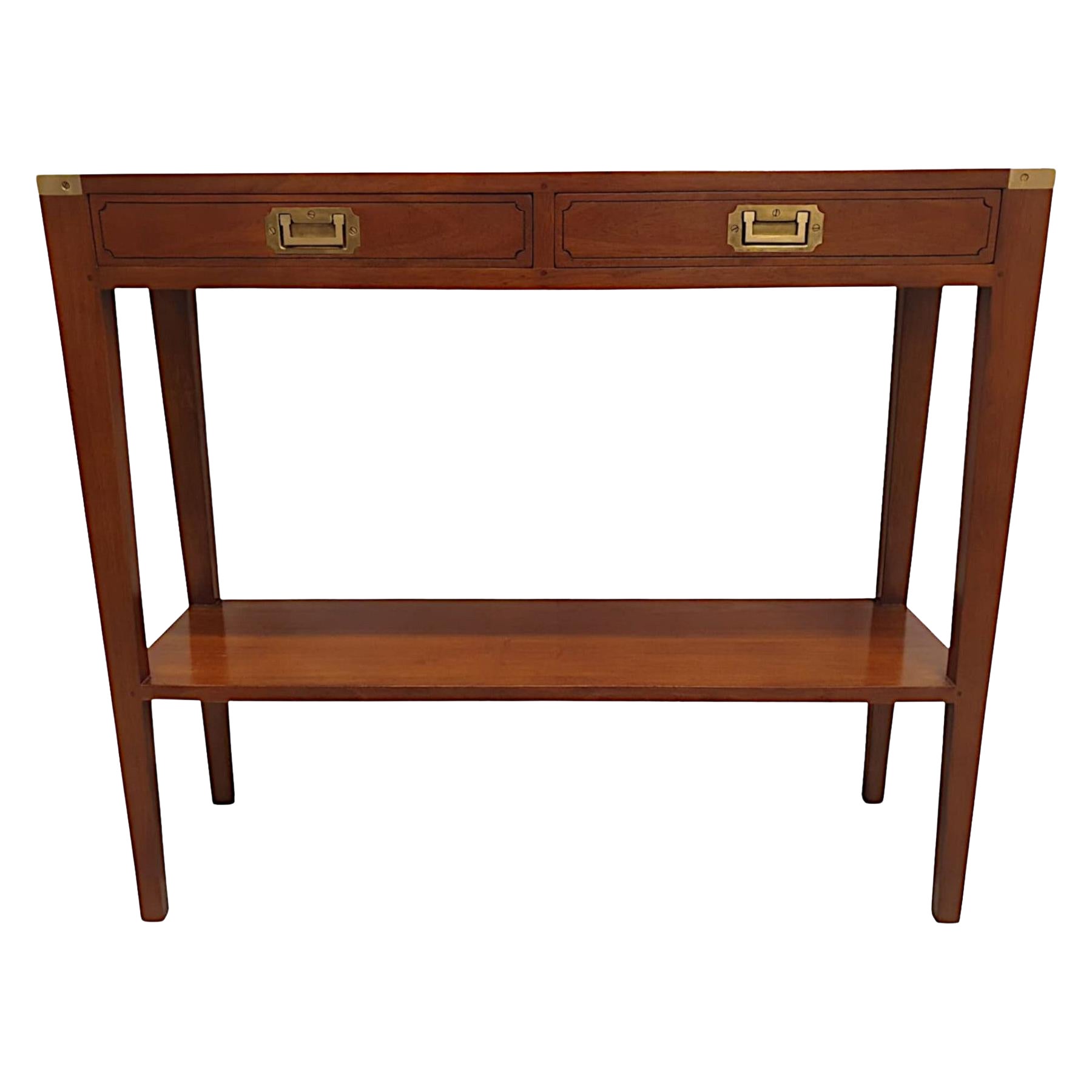 A Fine Campaign Style Cherrywood Console Table