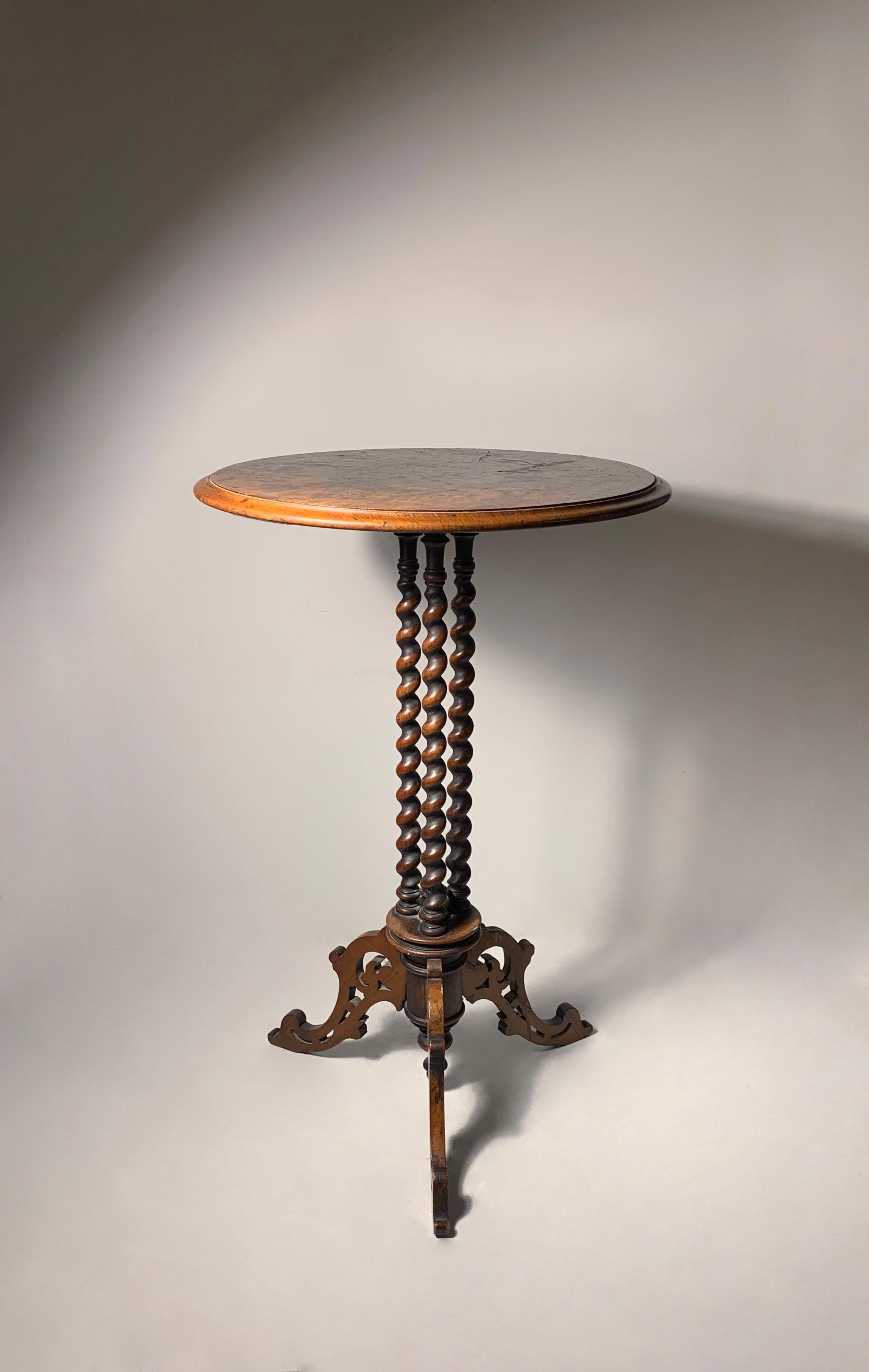 A Fine Candle Stand Table by Johnstone & Jeanes of London. A gem of a piece by J & J showcasing finest craftsmanship and design in a elegant petite size table.

Uncertain to what the missing screws are from the underside.  Purchased in as-found
