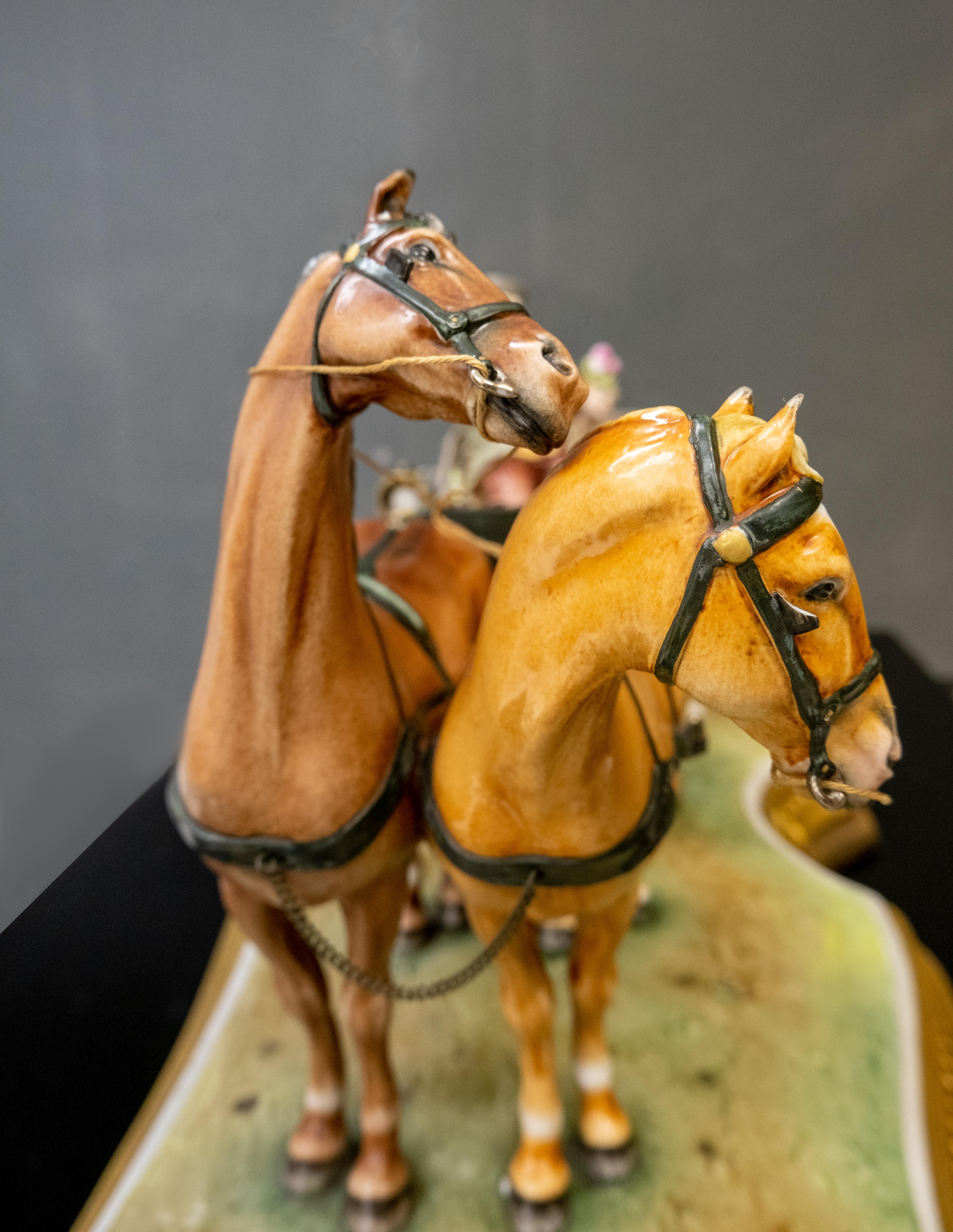 Fine Capo Di Monte Group of a Horse Drawn Carriage by Bruno Marli 4