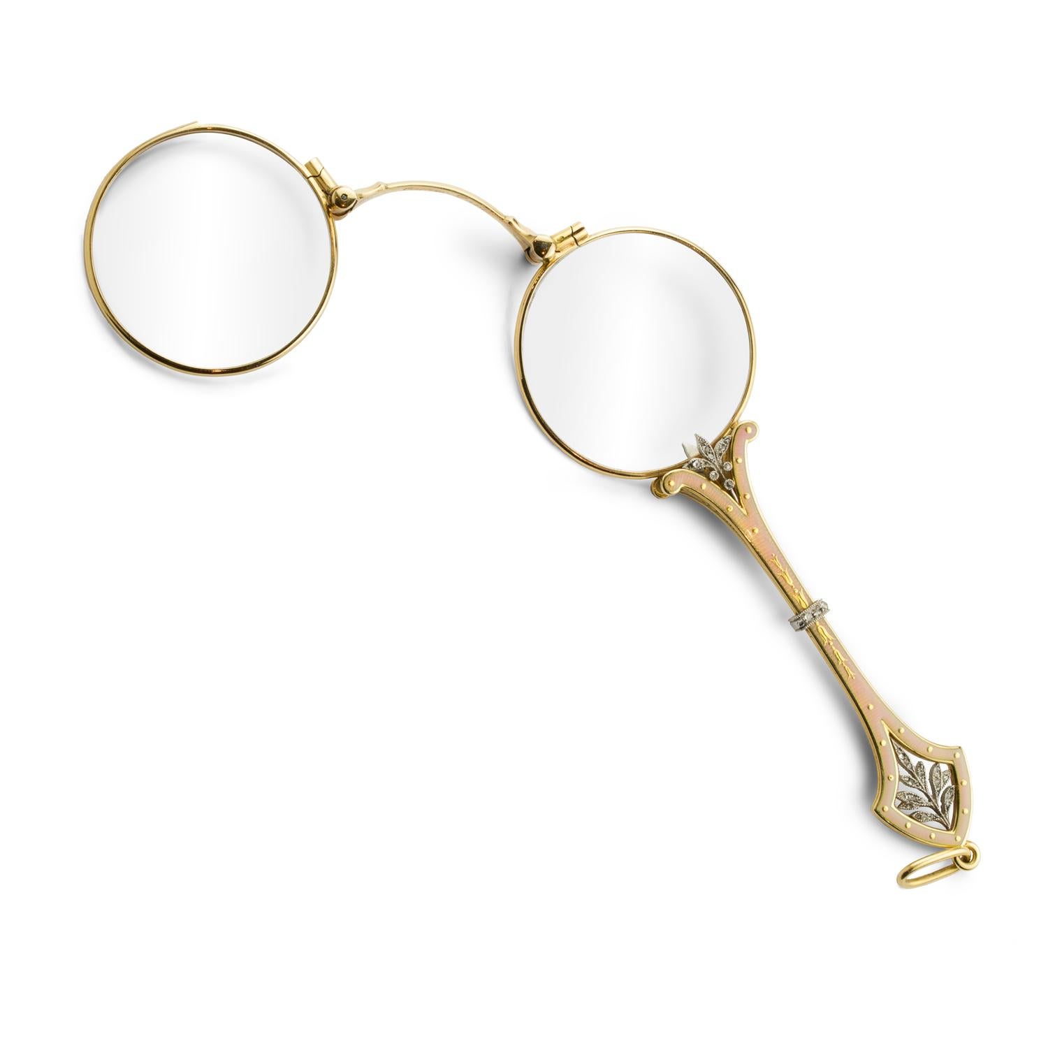 Feine Cartier Emaille und Gold Lorgnette (Art déco) im Angebot