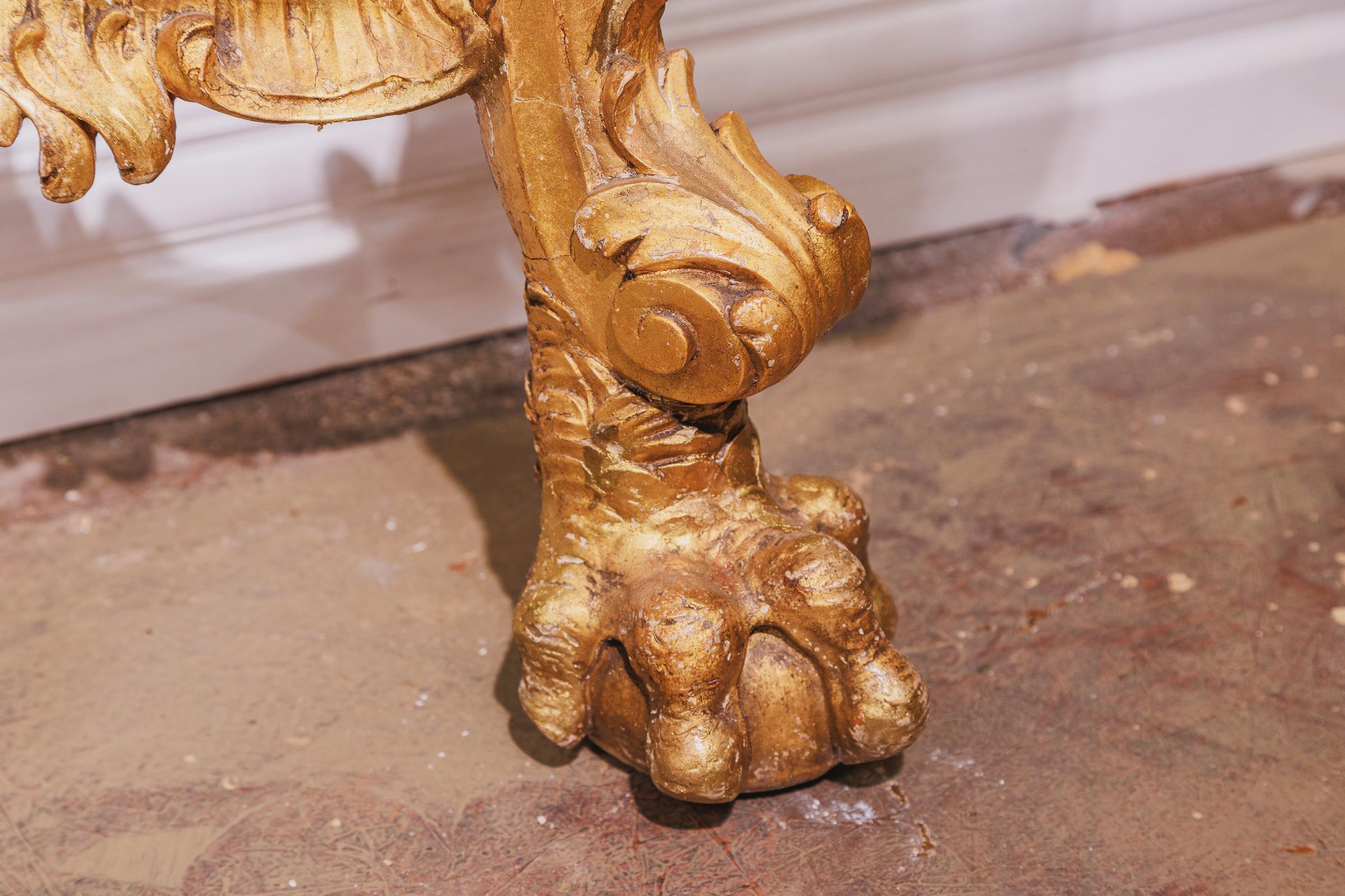 Fine Carved and Gilt 19th Century Italian Louis XV Marble Top Console For Sale 1