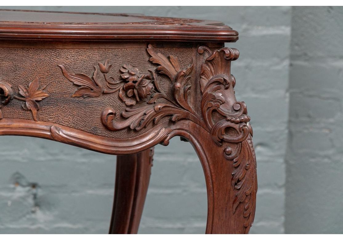 A Fine Carved Turtle Top Parlor Table 3