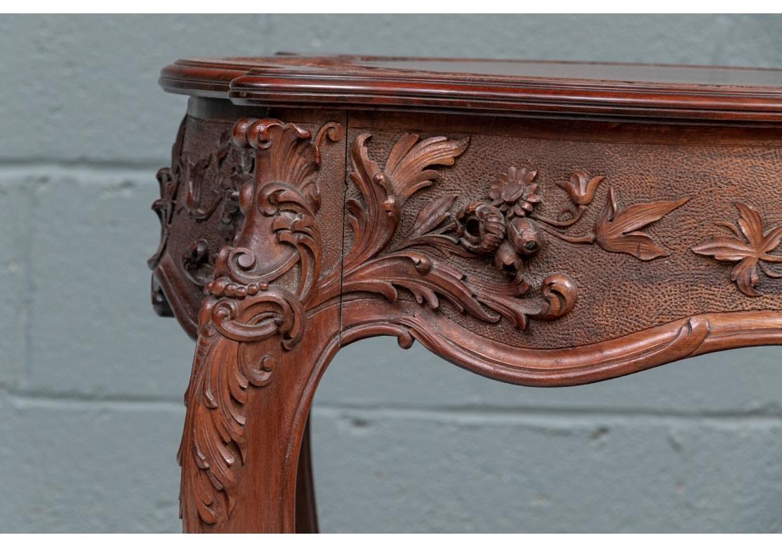 Wood A Fine Carved Turtle Top Parlor Table