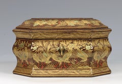 Fine Chinese Canton Lacquer Export Tea Caddy, Mid-19th Century