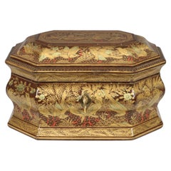 Fine Chinese Canton Lacquer Export Tea Caddy, Mid-19th Century