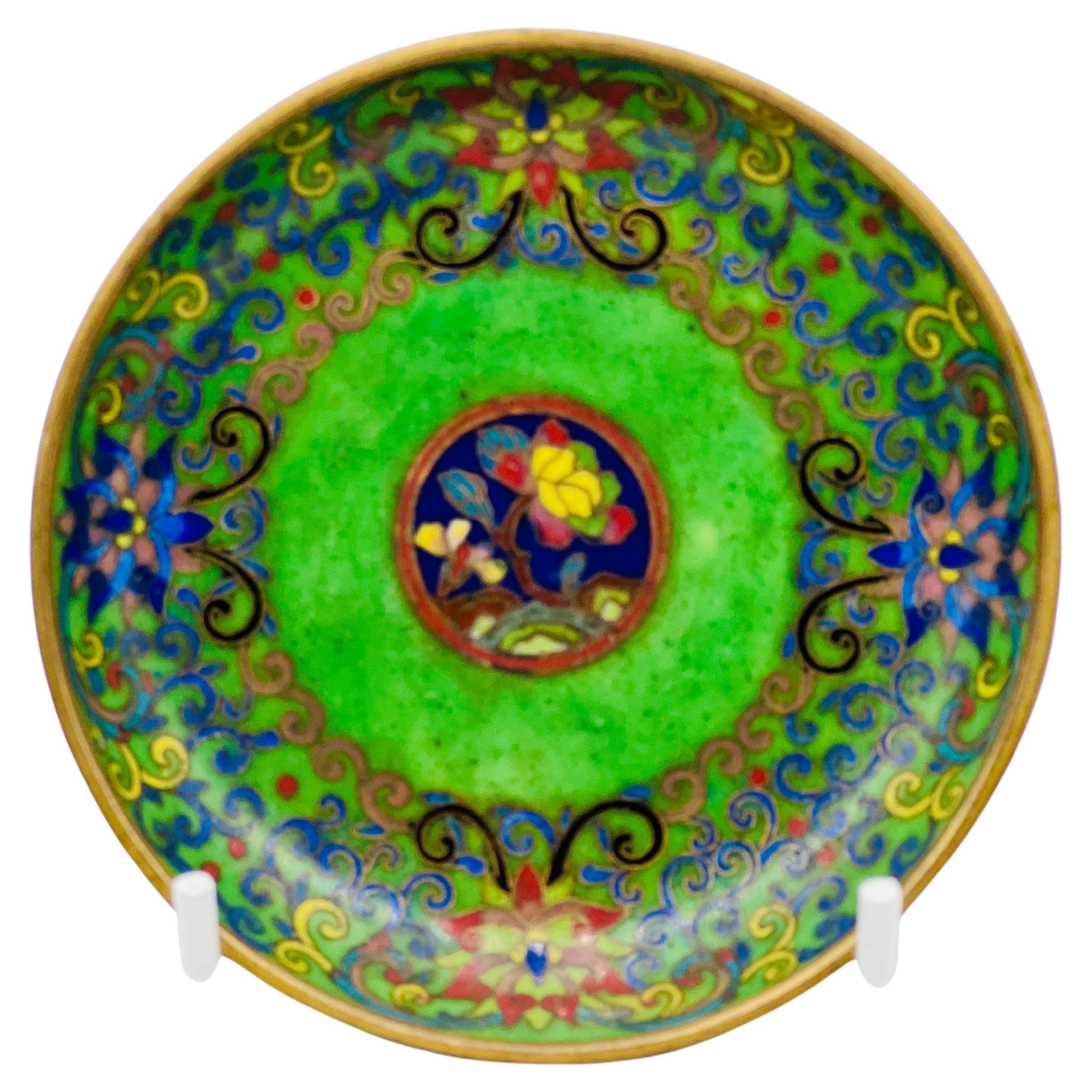 Fine Chinese Cloisonne Enamel Plate / Dish / Tray, 19th Century For Sale