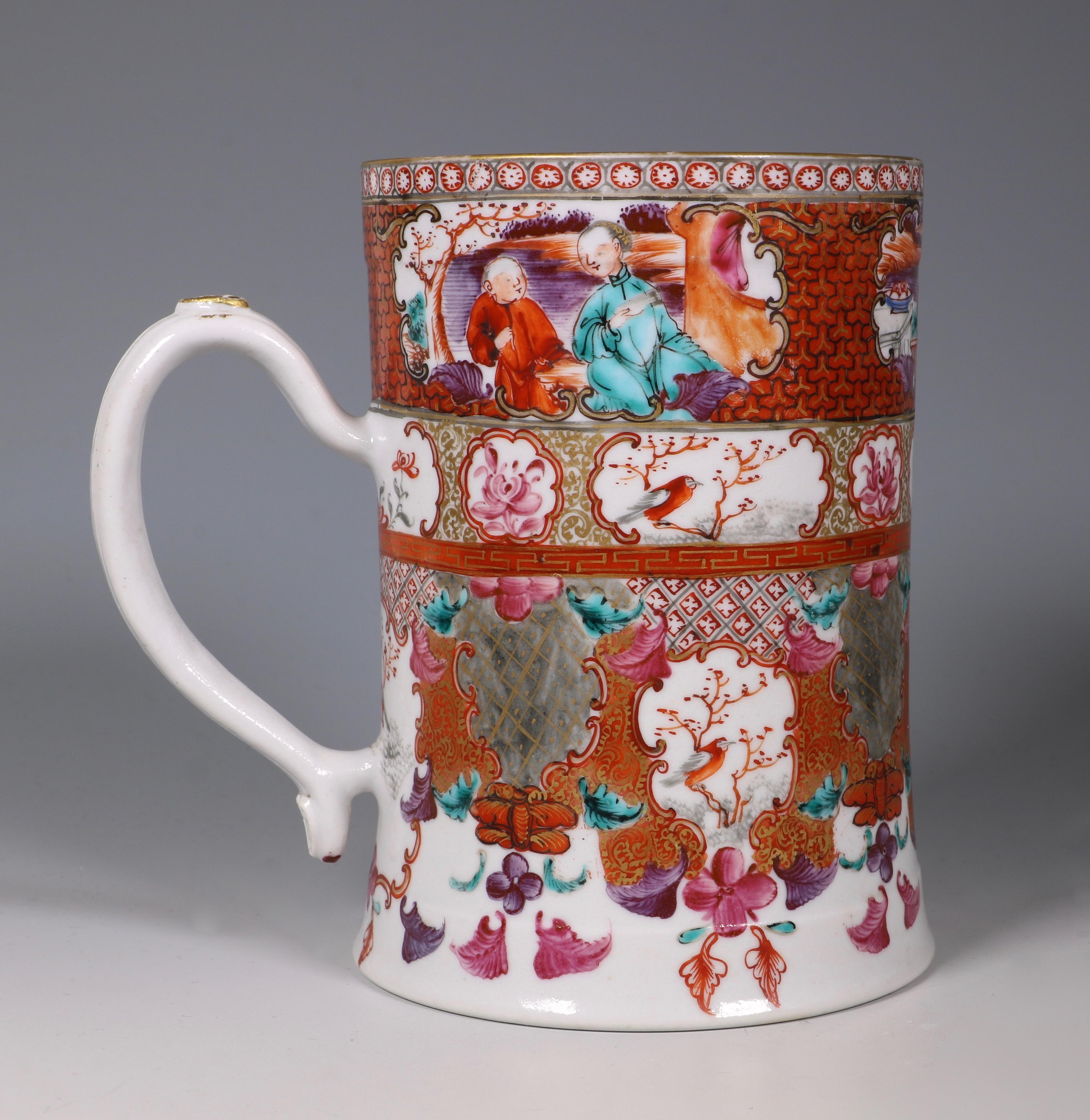 Fine Chinese Export Porcelain Famille Rose Mandarin Palette Tankard, 18thC In Excellent Condition For Sale In Frome, Somerset