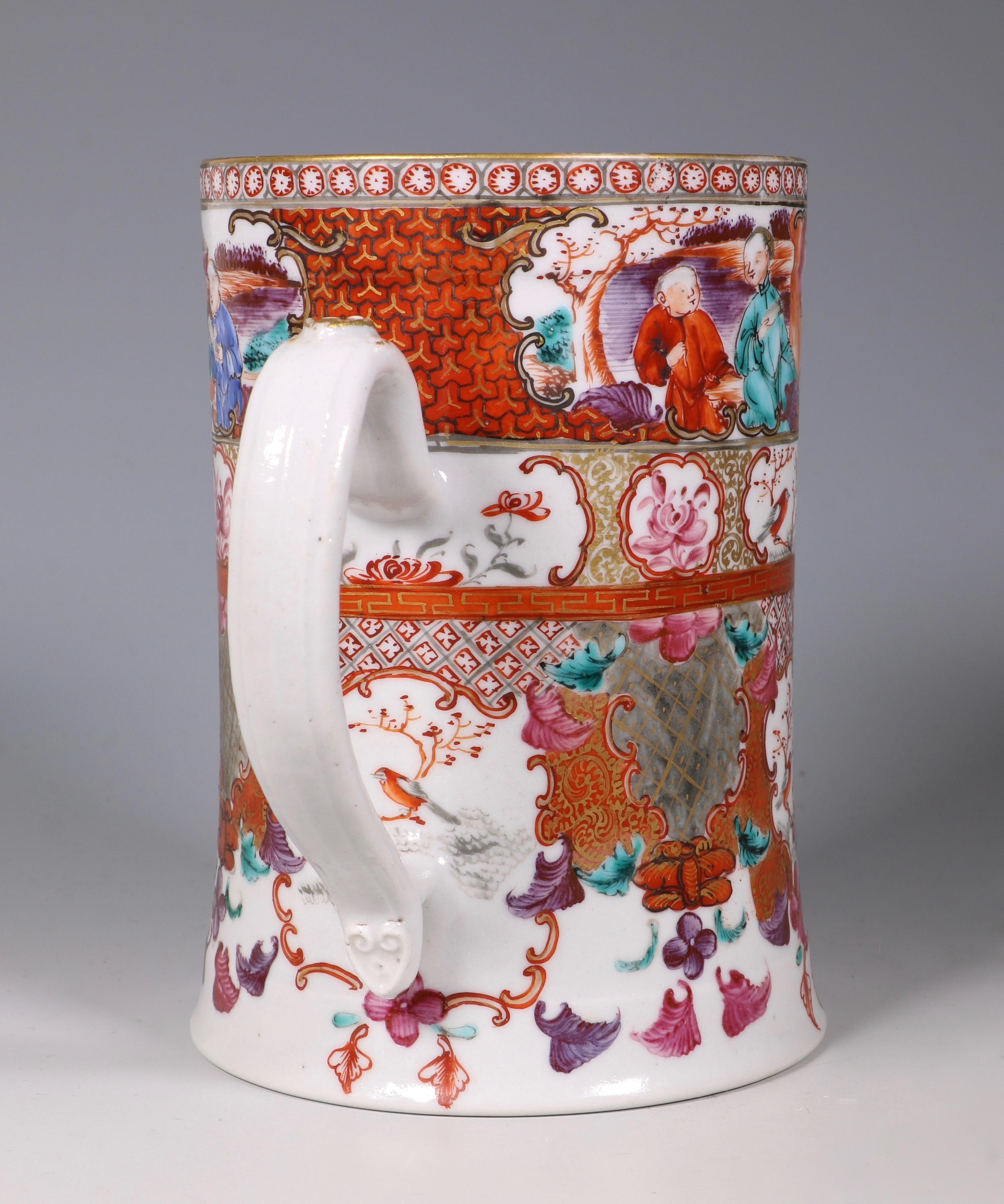 Late 18th Century Fine Chinese Export Porcelain Famille Rose Mandarin Palette Tankard, 18thC For Sale