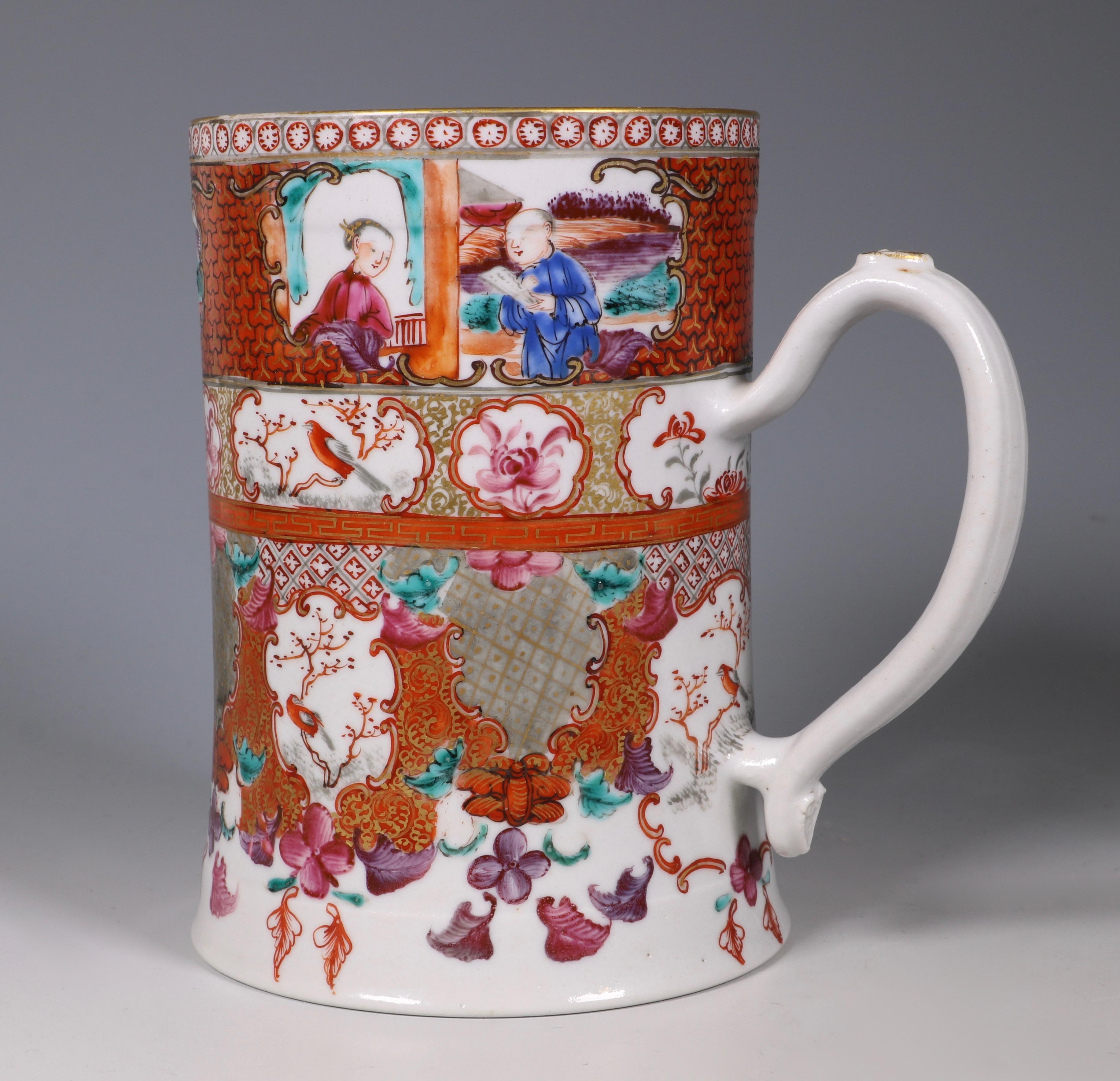 Fine Chinese Export Porcelain Famille Rose Mandarin Palette Tankard, 18thC For Sale 1