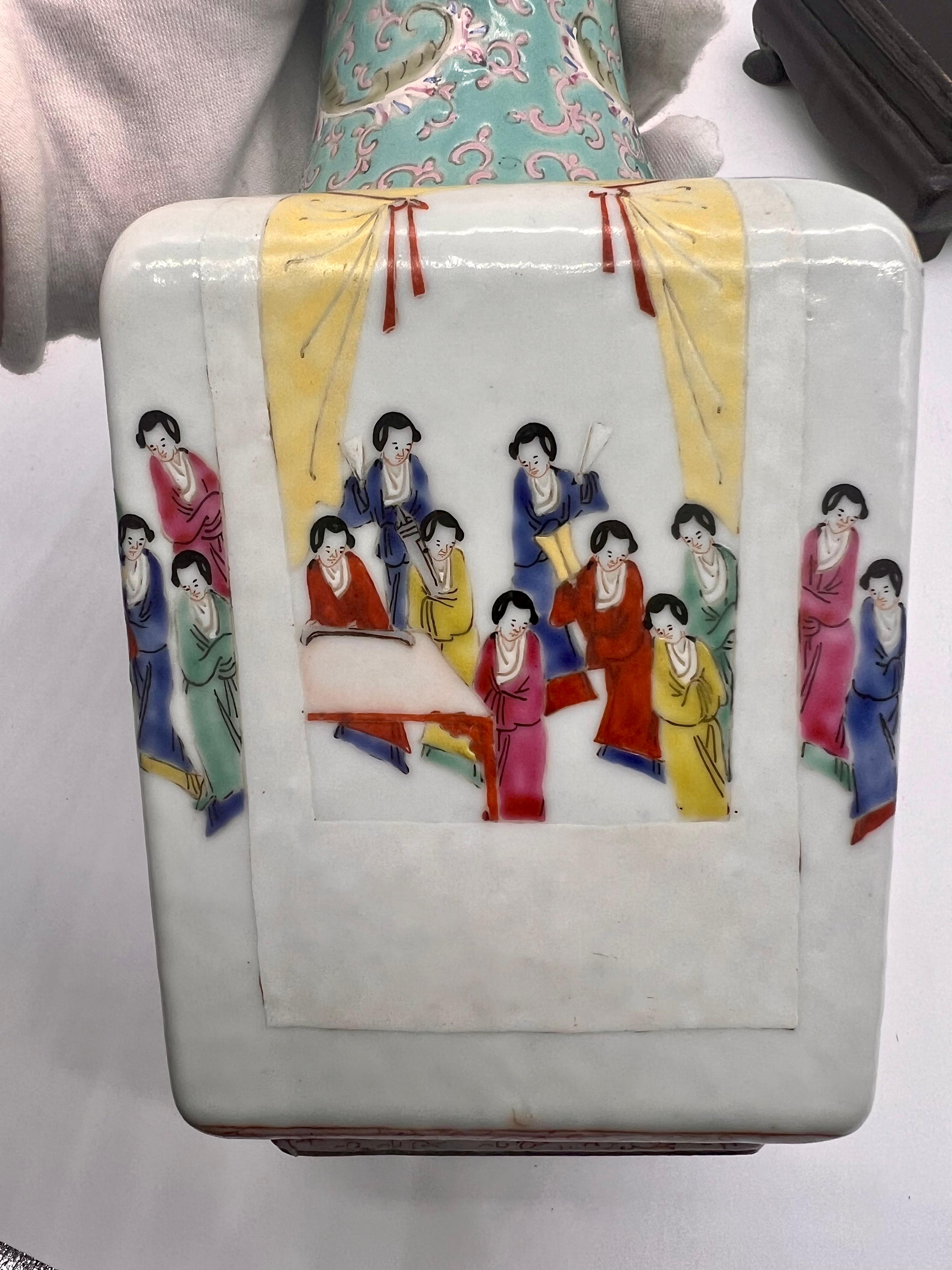 Fine Chinese Famille-Rose Vase with Women Enjoying Scholarly Pursuits, 19th C 13