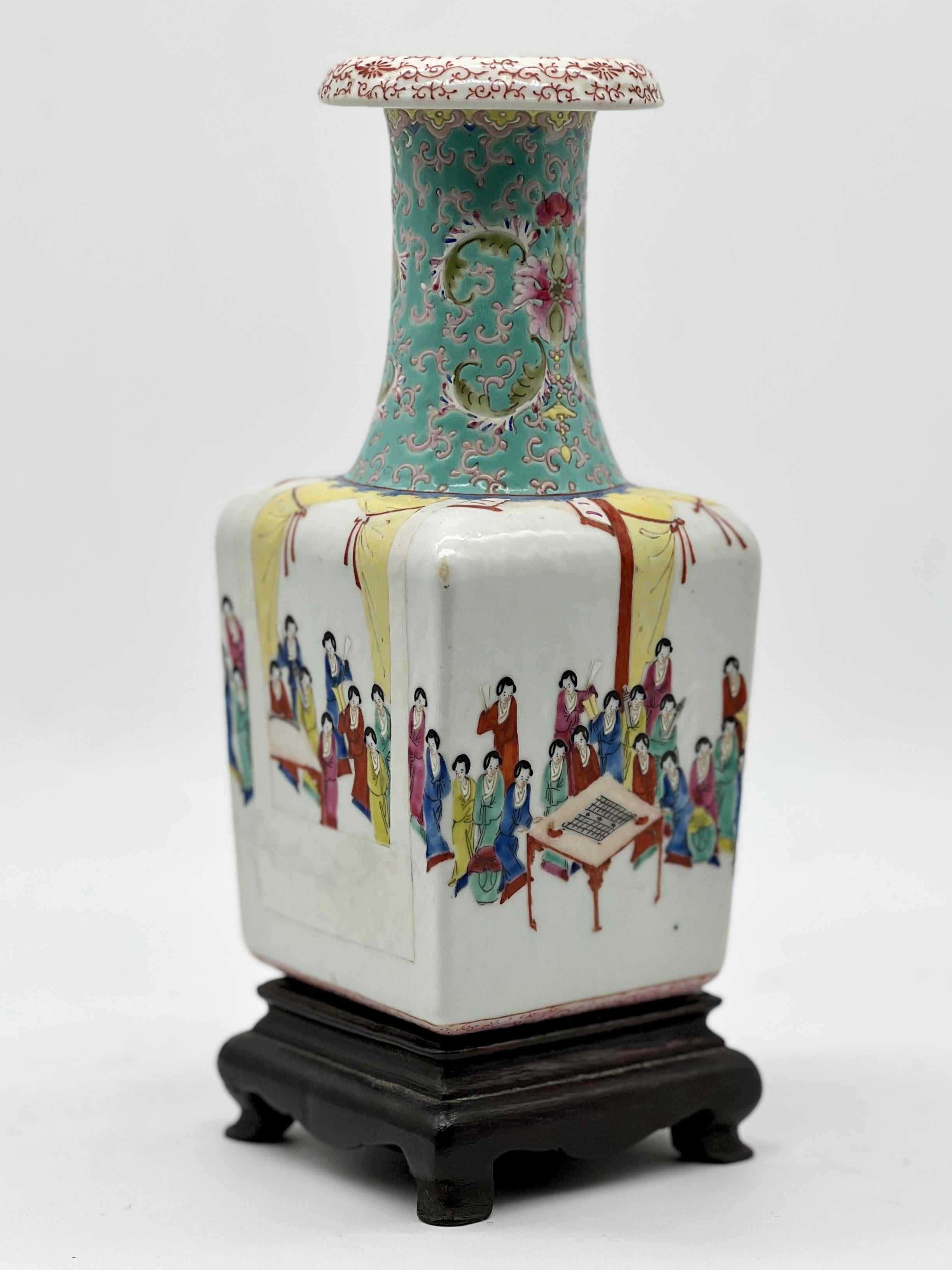Fine Chinese Famille-Rose Vase with Women Enjoying Scholarly Pursuits, 19th C 14