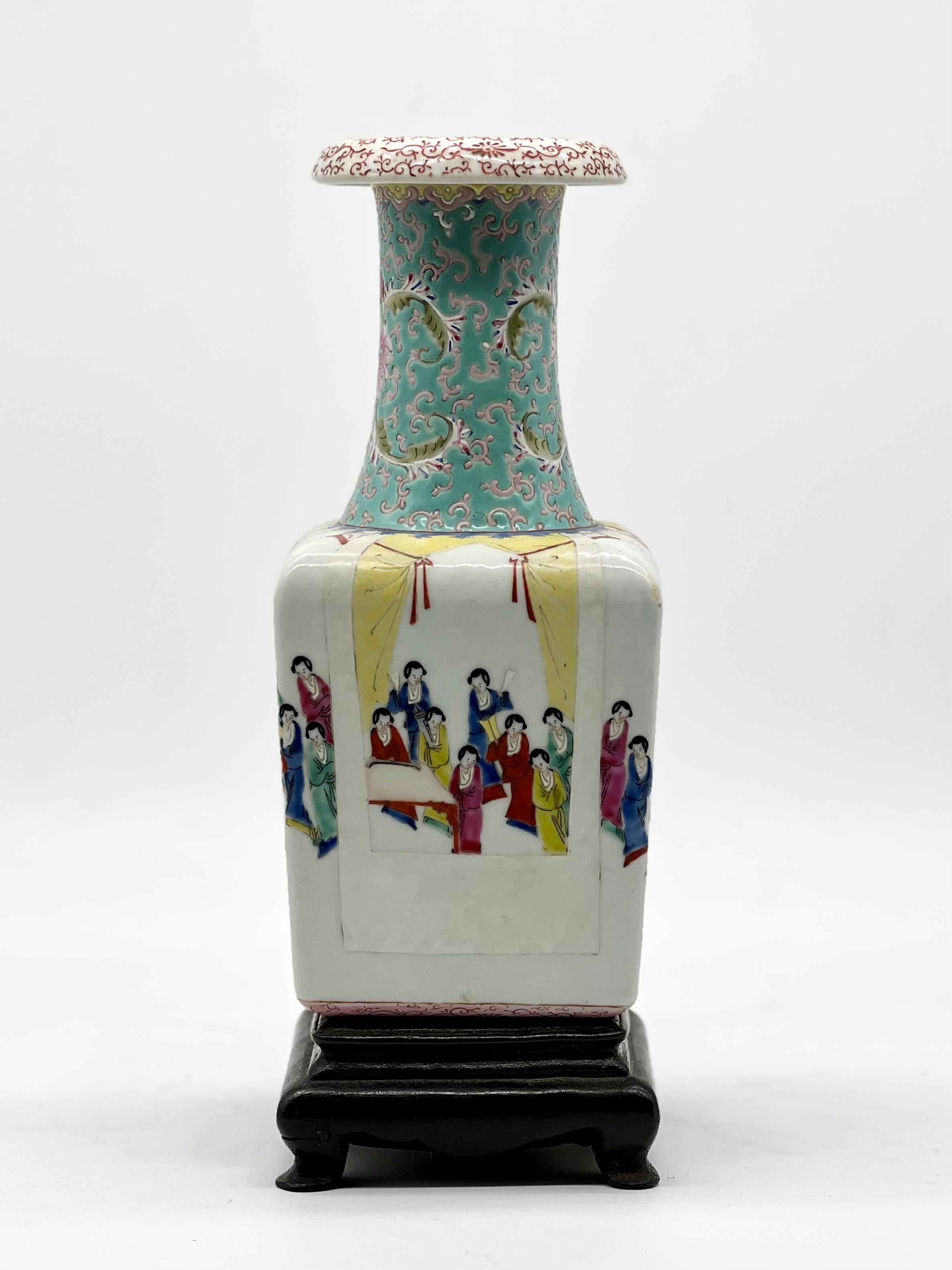 19th Century Fine Chinese Famille-Rose Vase with Women Enjoying Scholarly Pursuits, 19th C