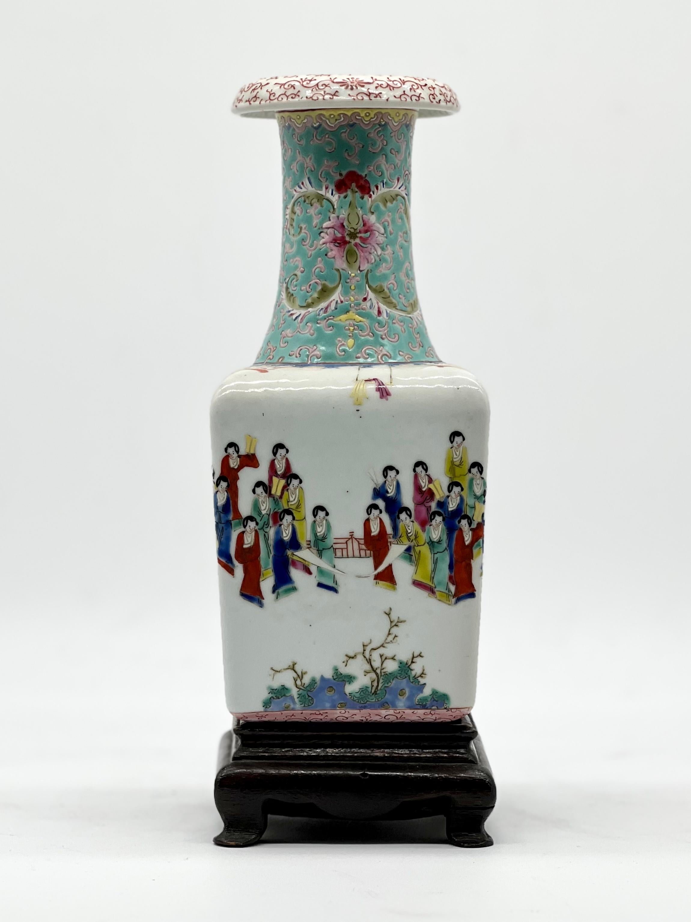 Fine Chinese Famille-Rose Vase with Women Enjoying Scholarly Pursuits, 19th C 1