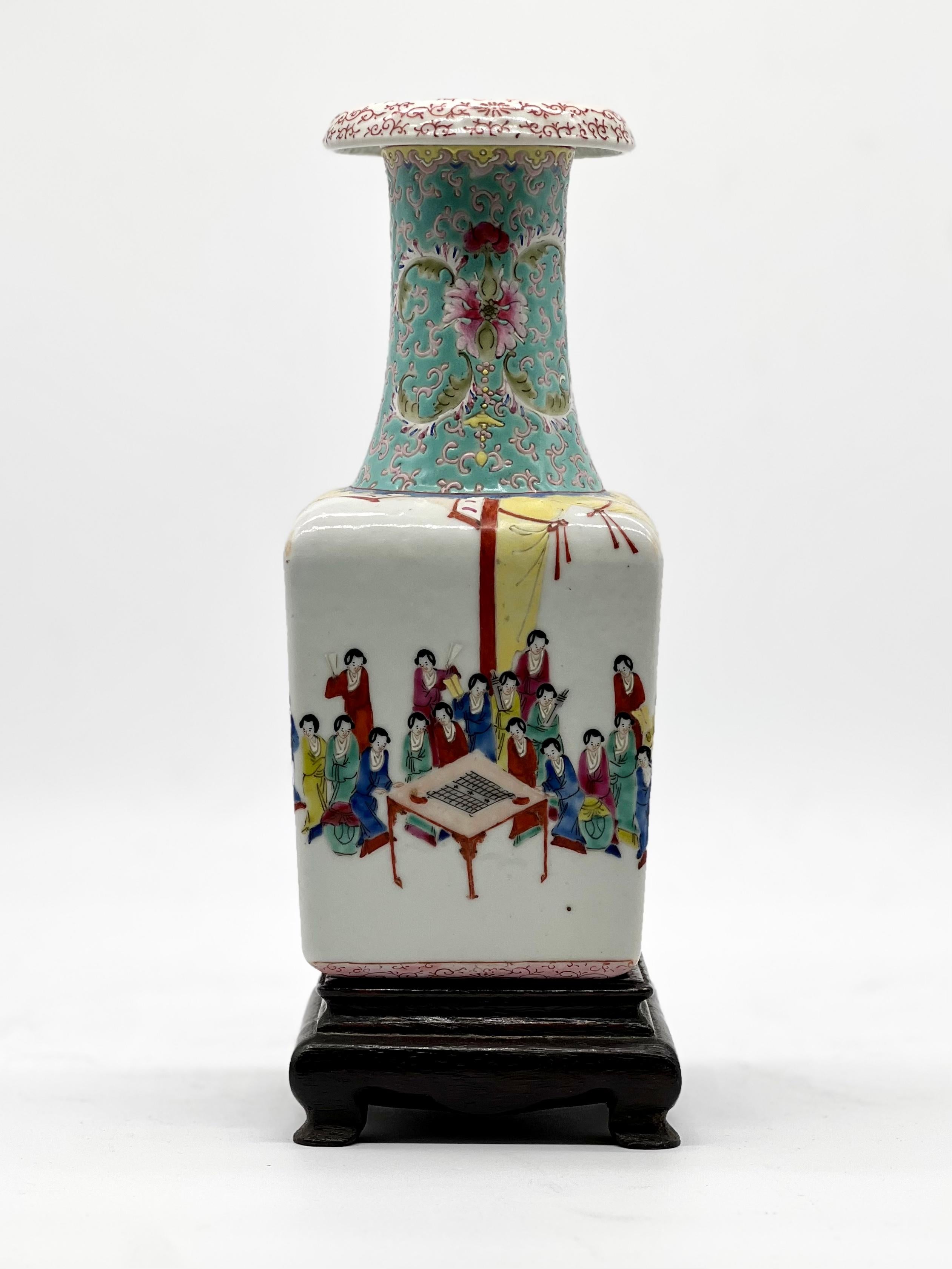 Fine Chinese Famille-Rose Vase with Women Enjoying Scholarly Pursuits, 19th C 2