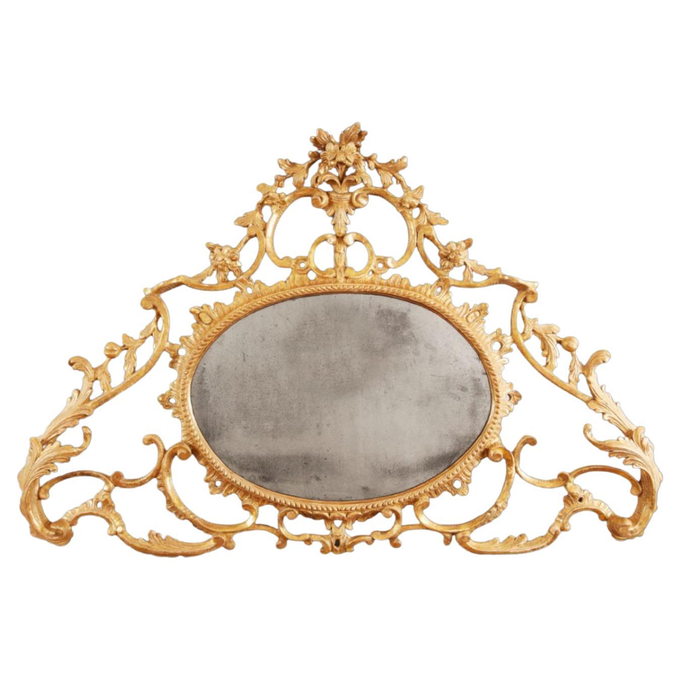Fine Chippendale Gilded Wood Overmantel Mirror