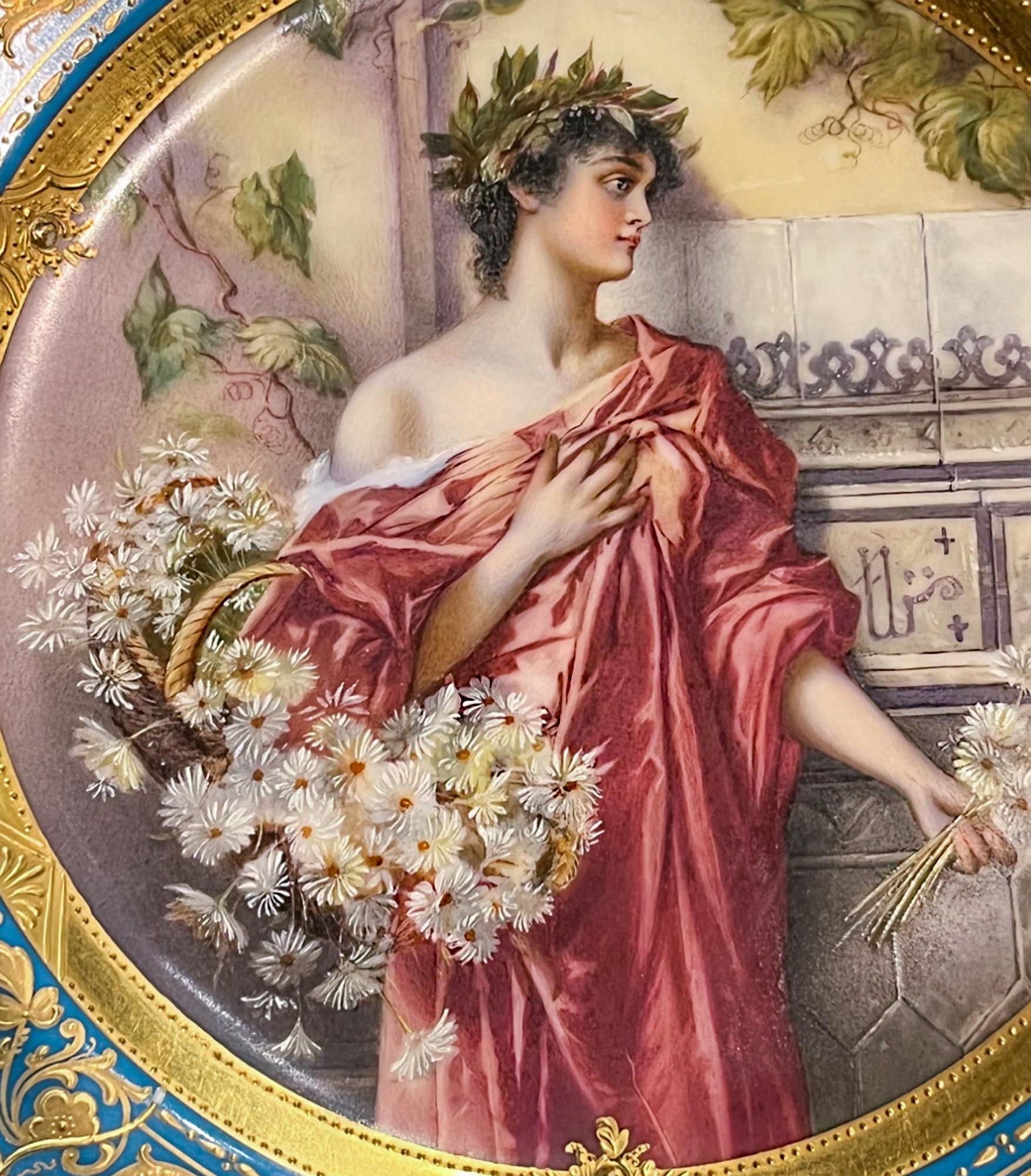 Hand-Painted A Fine Classical Royal Vienna Portrait Cabinet Plate For Sale