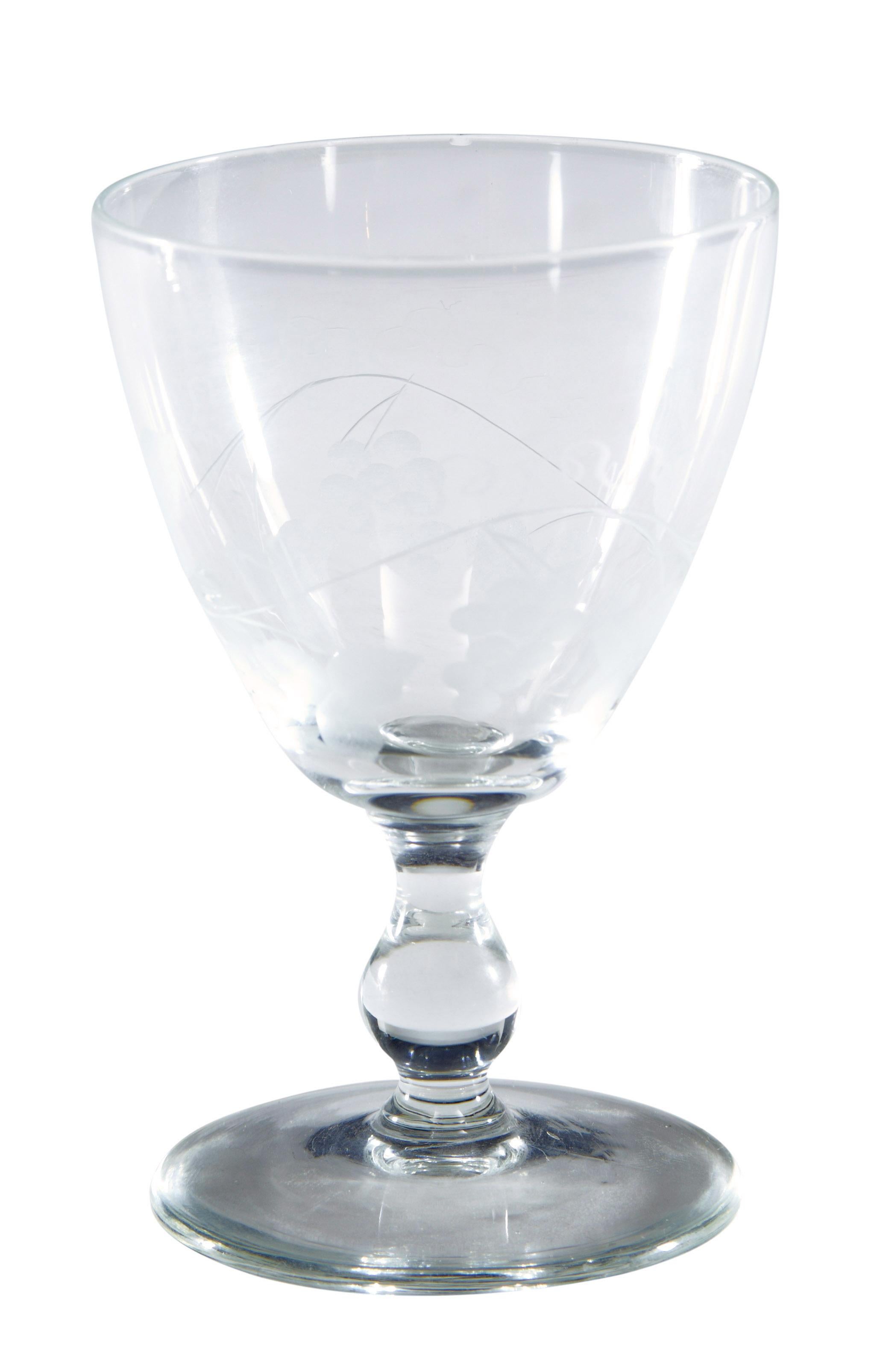 Fina colección de vasos grabados Riihimaki savoy vine de 1930 en Bueno estado para la venta en Debenham, Suffolk