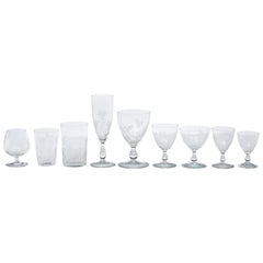 Vintage Fine Collection of 69 1930s Riihimaki Savoy Vine Etched Glasses