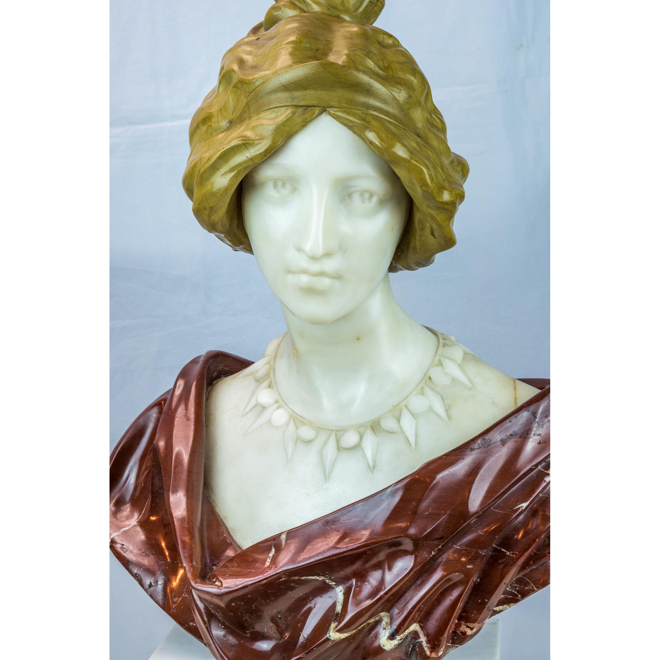 French Marble Bust of a Young Lady For Sale 2