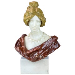 Antique French Marble Bust of a Young Lady