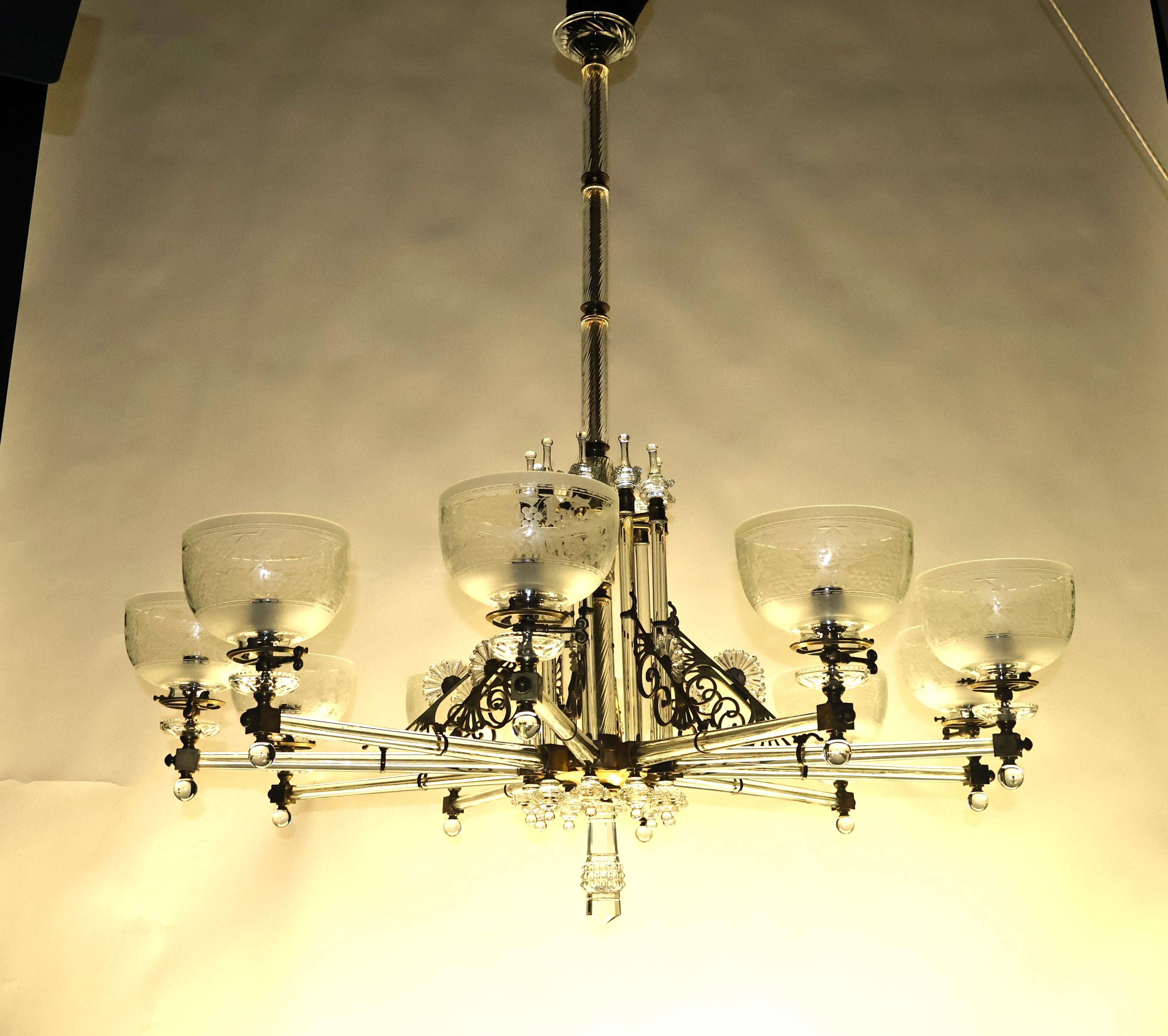 Neoclassical A Fine Crystal Chandelier 10 lights. England, circa 1900. For Sale
