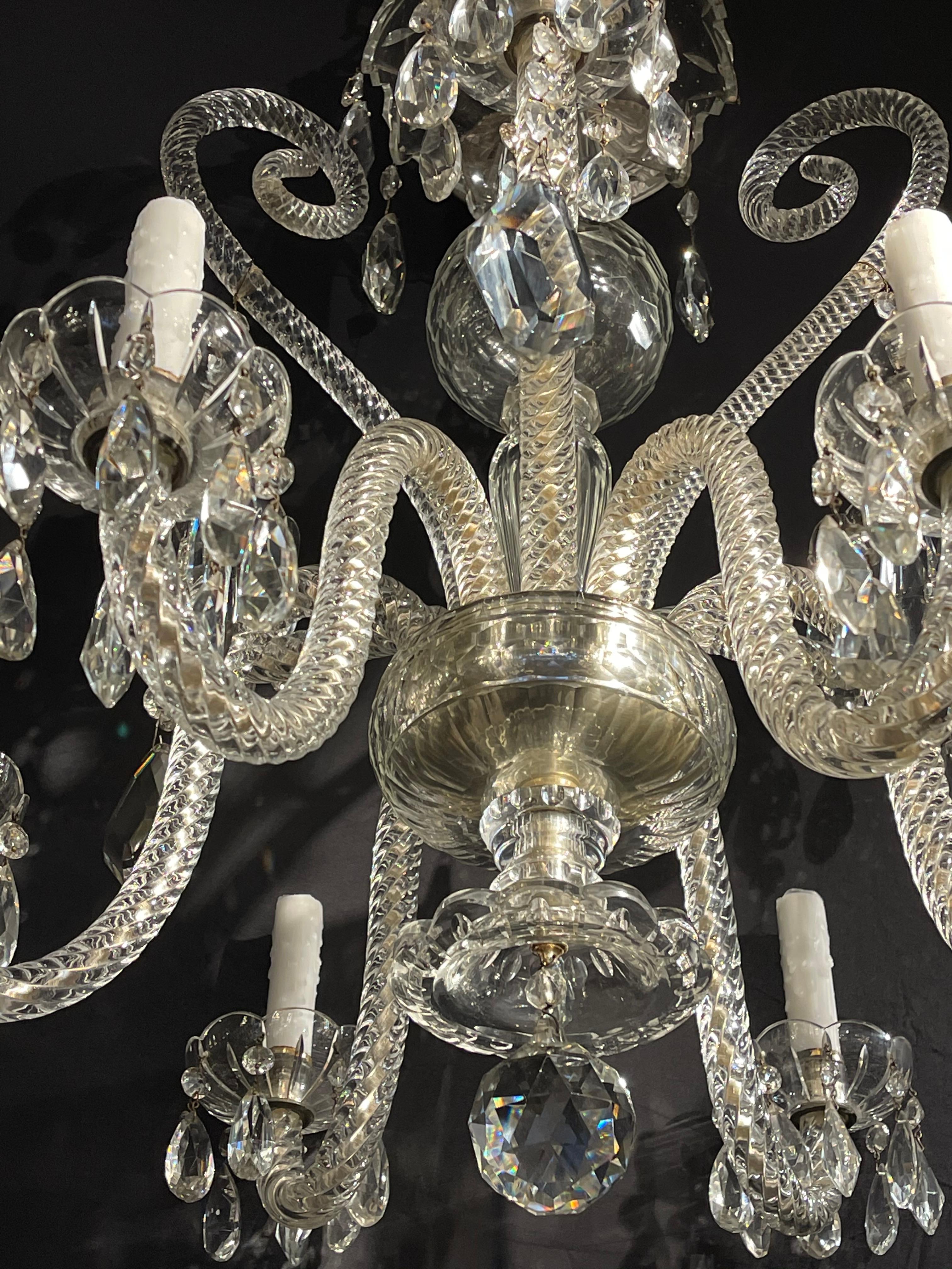 Fine Cut Crystal Venetian Style Chandelier For Sale 14