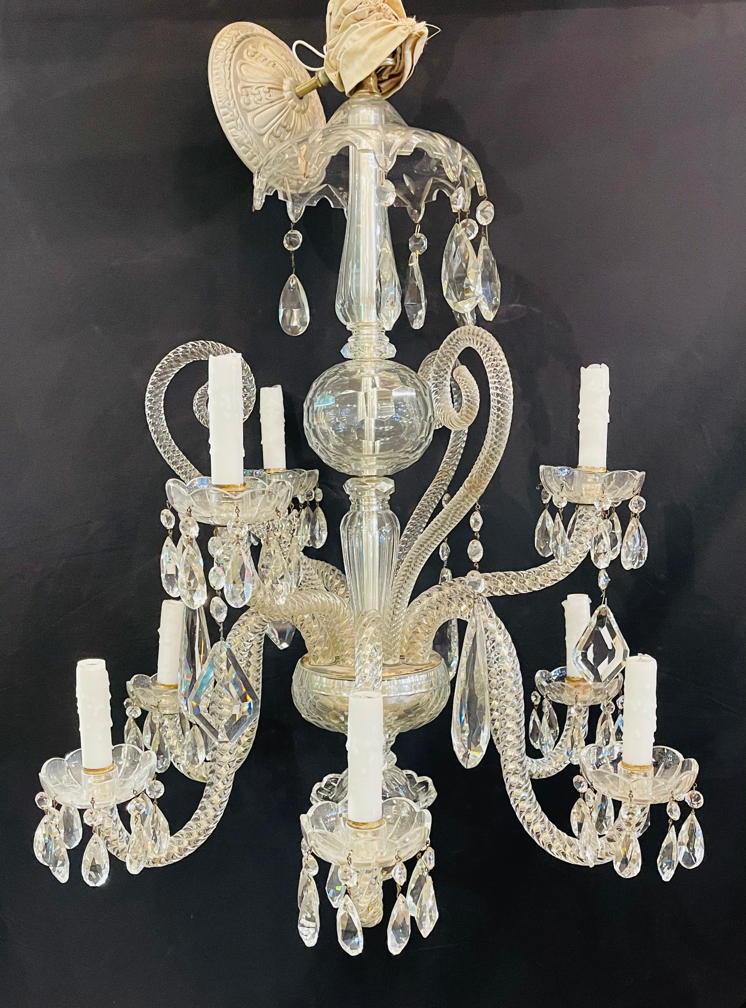 Baroque Fine Cut Crystal Venetian Style Chandelier For Sale