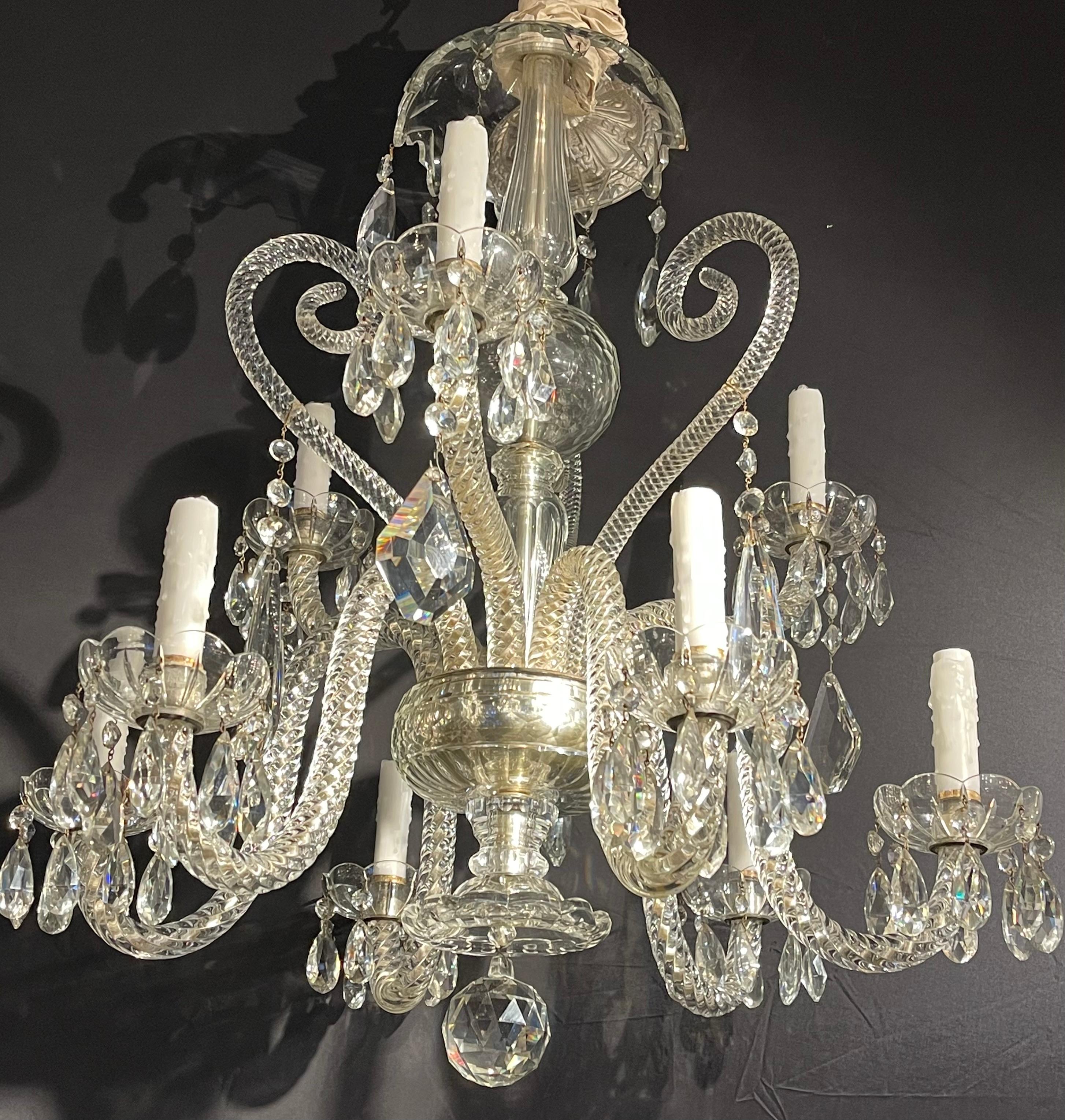 Mid-20th Century Fine Cut Crystal Venetian Style Chandelier For Sale