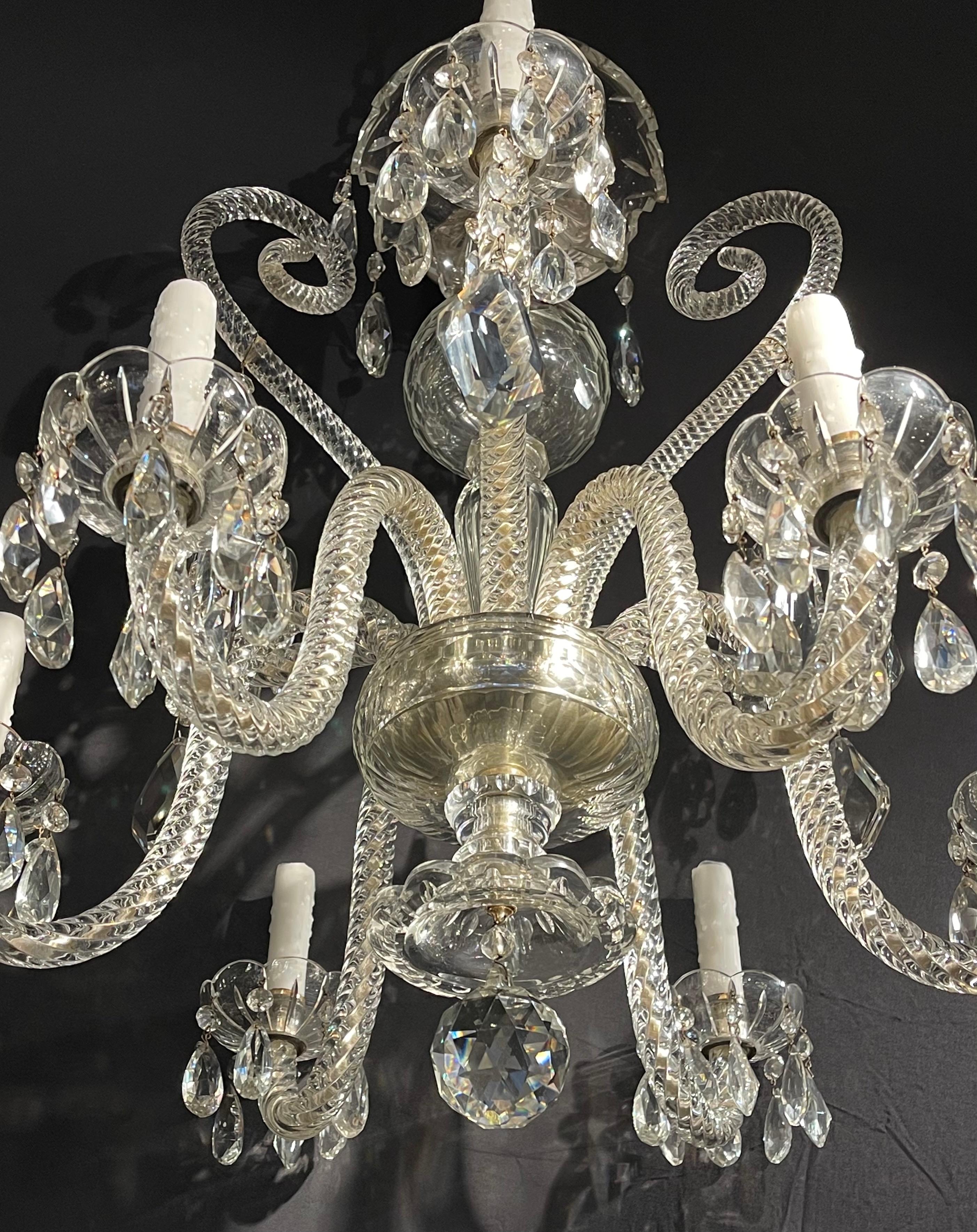 Fine Cut Crystal Venetian Style Chandelier For Sale 1