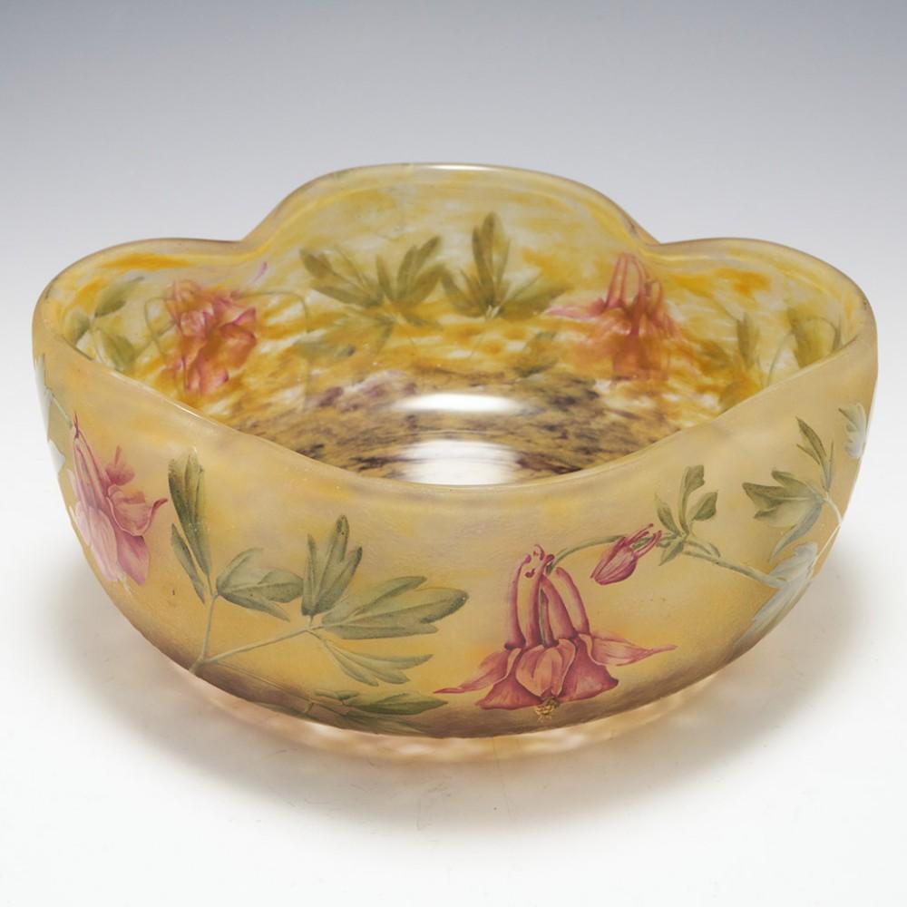 A Fine Daum Enamelled Cameo Glass Bowl, c1910

Additional Information:
Heading : A Fine Daum Enamelled Cameo Glass Bowl with Campanulas and Foliage
Date : c1910
Origin : Nancy, France
Bowl Features : Enamelled in magenta and green over a cased
