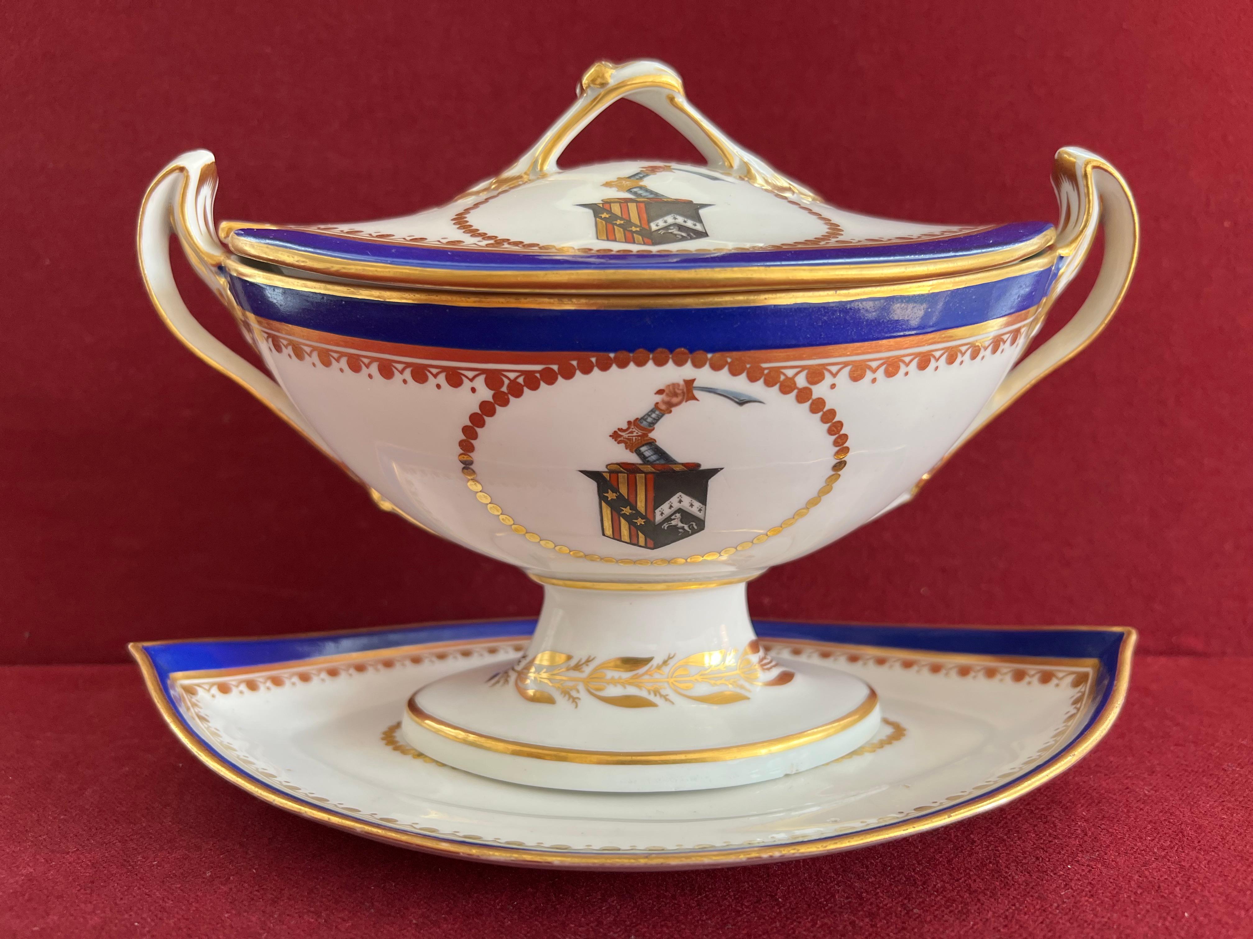 Fine Derby Porcelain Armorial Sauce Tureen C.1790 For Sale 3