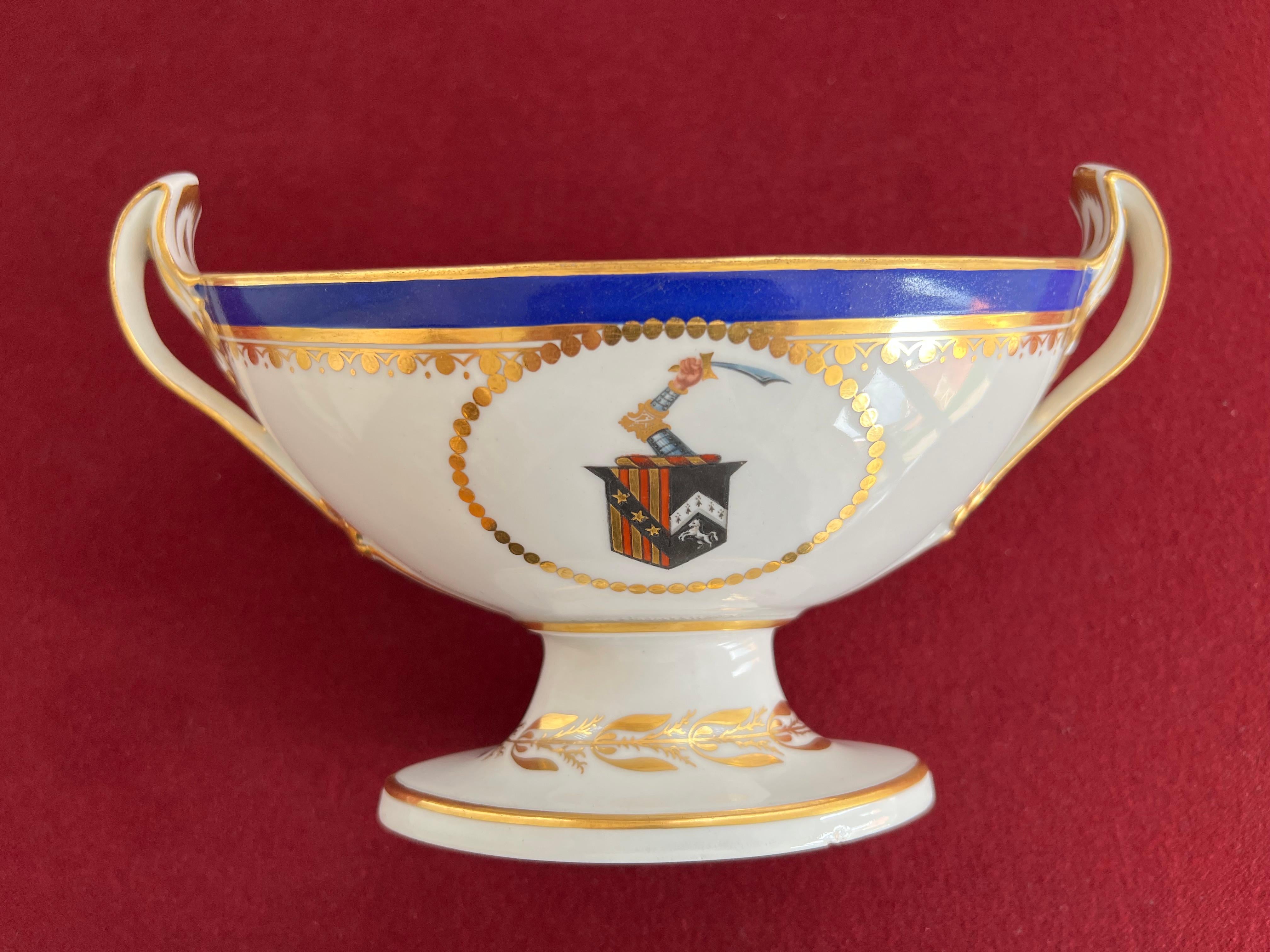 British Fine Derby Porcelain Armorial Sauce Tureen C.1790 For Sale