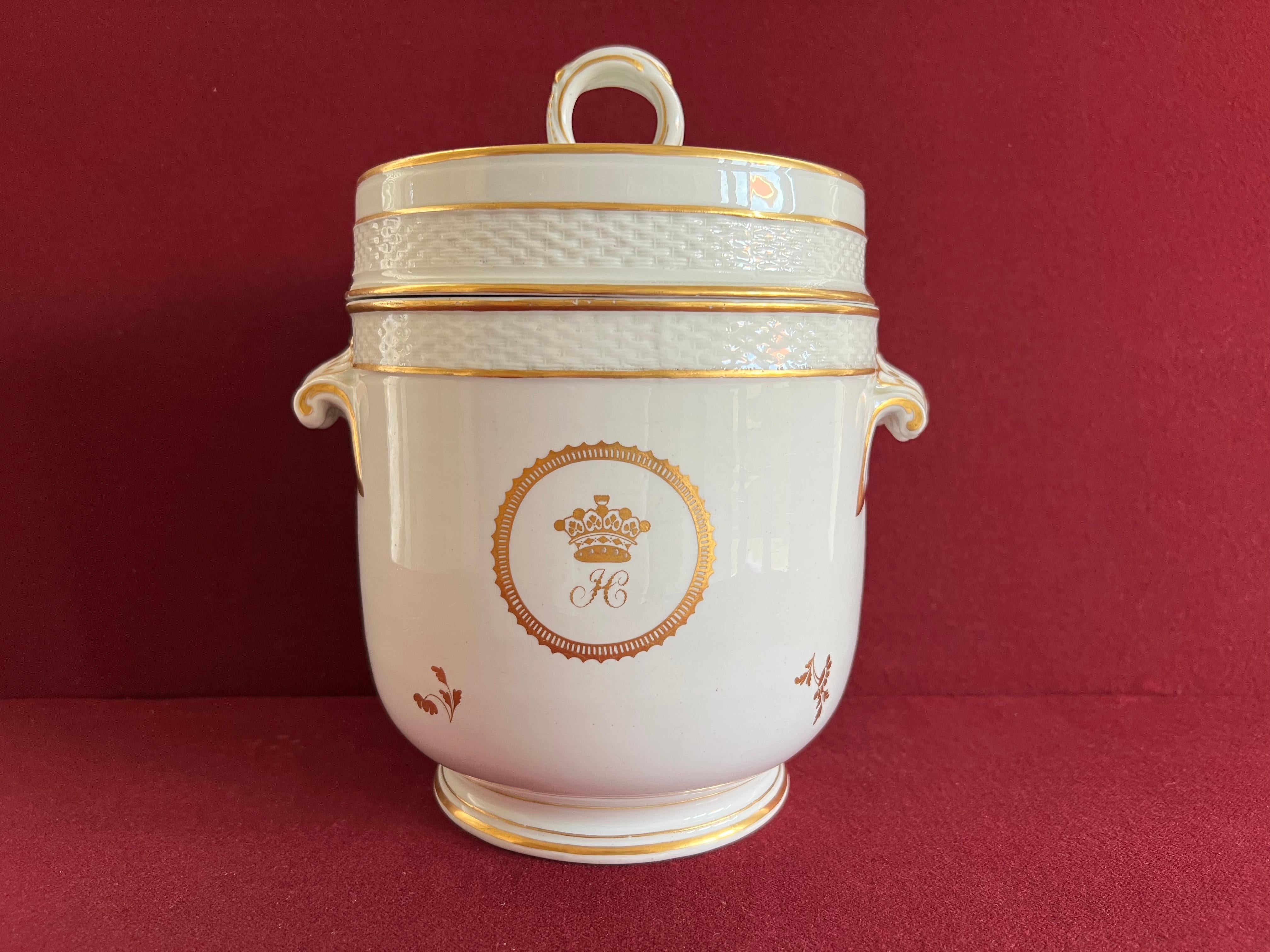 Hand-Painted A fine Derby Porcelain Ice Pail and Cover c.1790