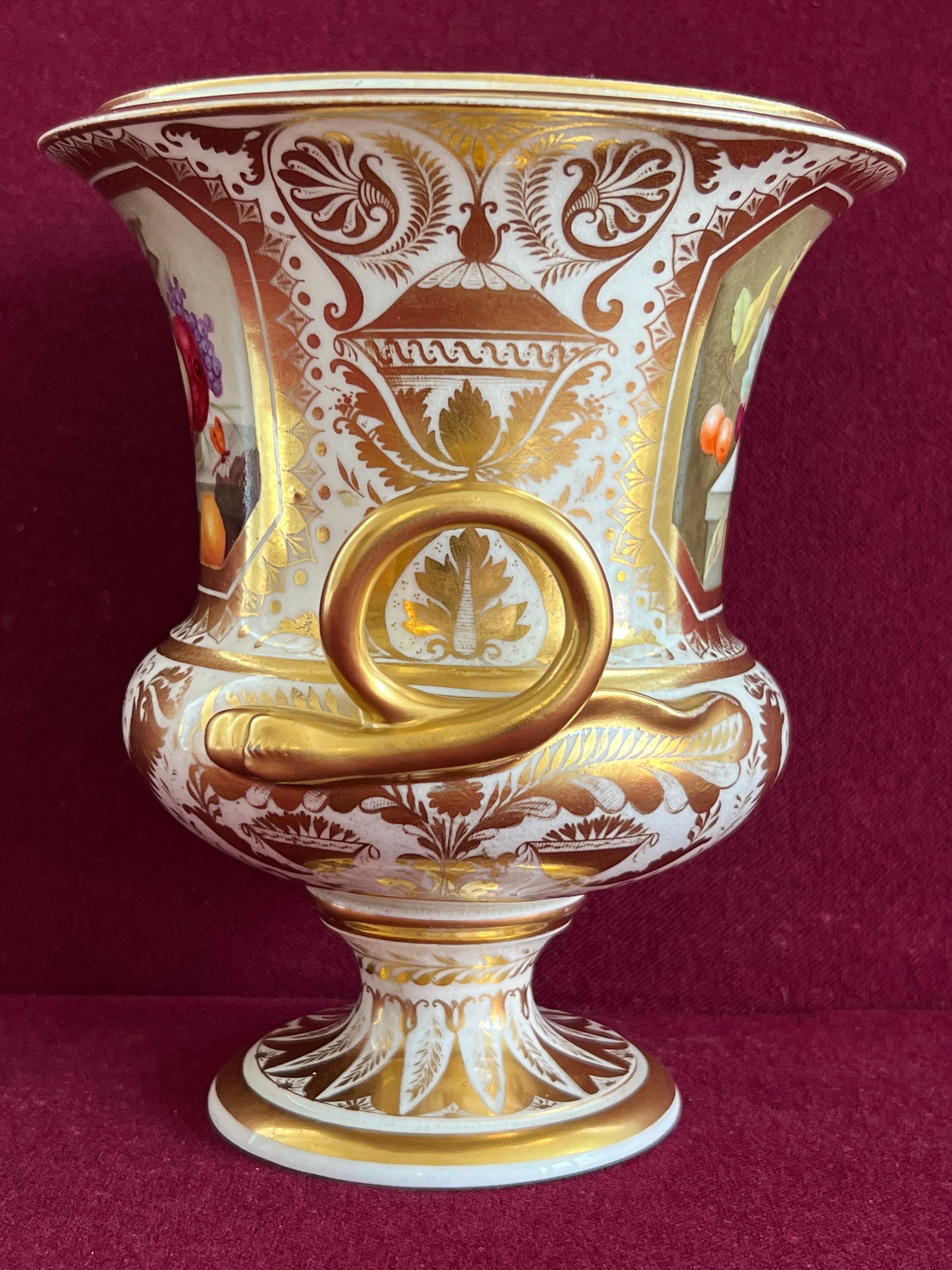 Hand-Painted Fine Derby Porcelain Vase C.1815 Decorated in the Manner of Thomas Steele For Sale