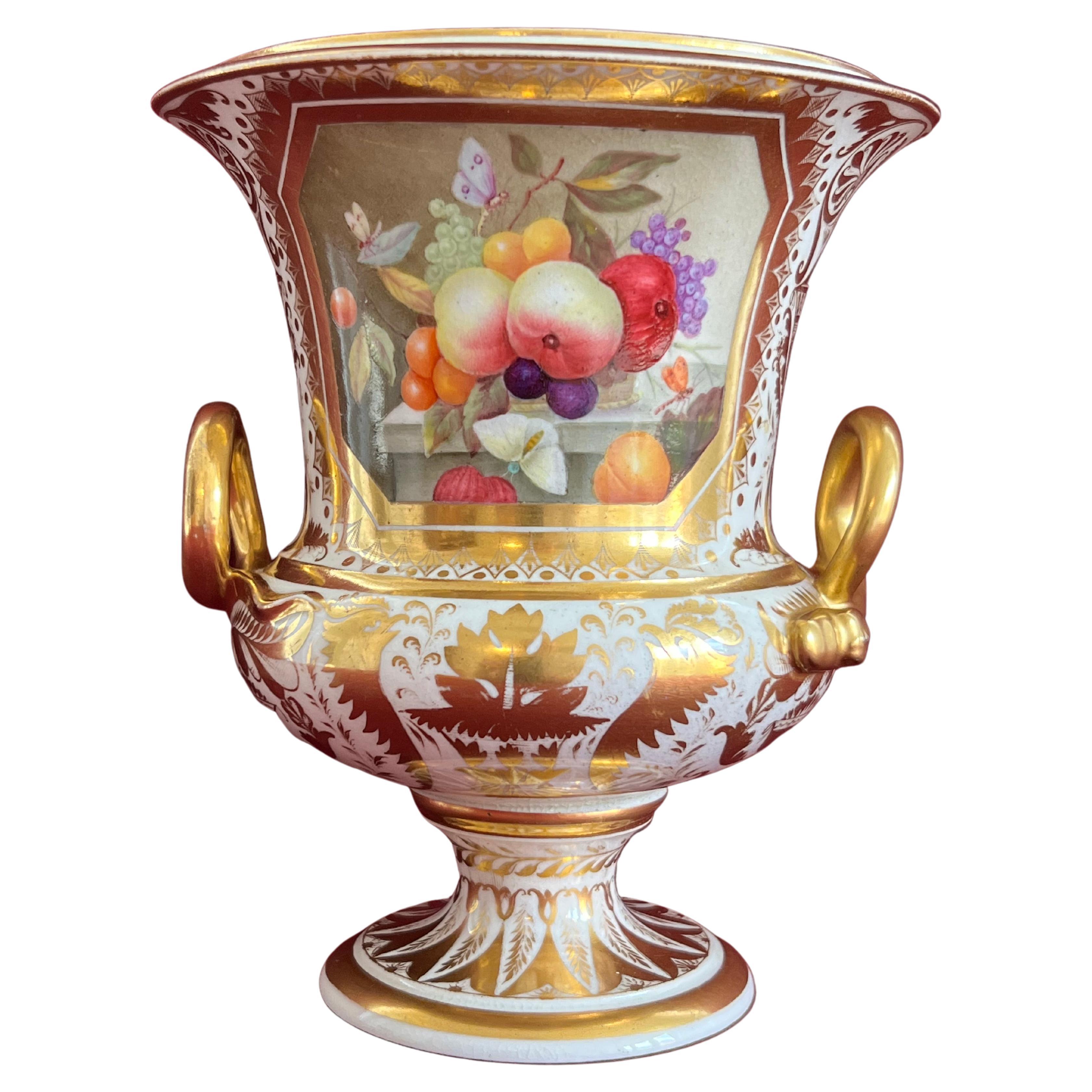 Vaso in porcellana Derby di pregio del 1815 decorato alla maniera di Thomas Steele