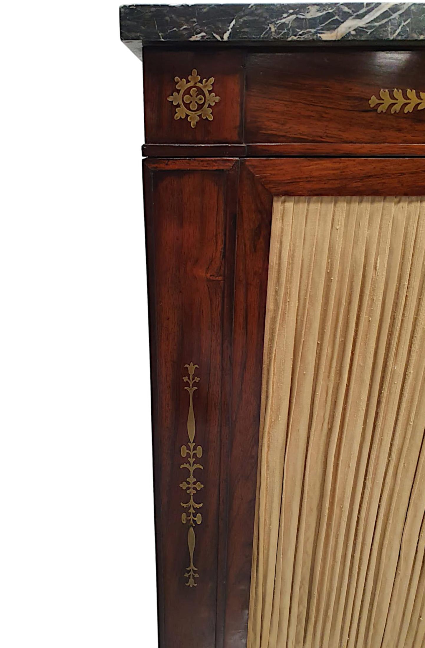 Brass Fine, Early 19th Century, Regency Marble Top Side Cabinet For Sale