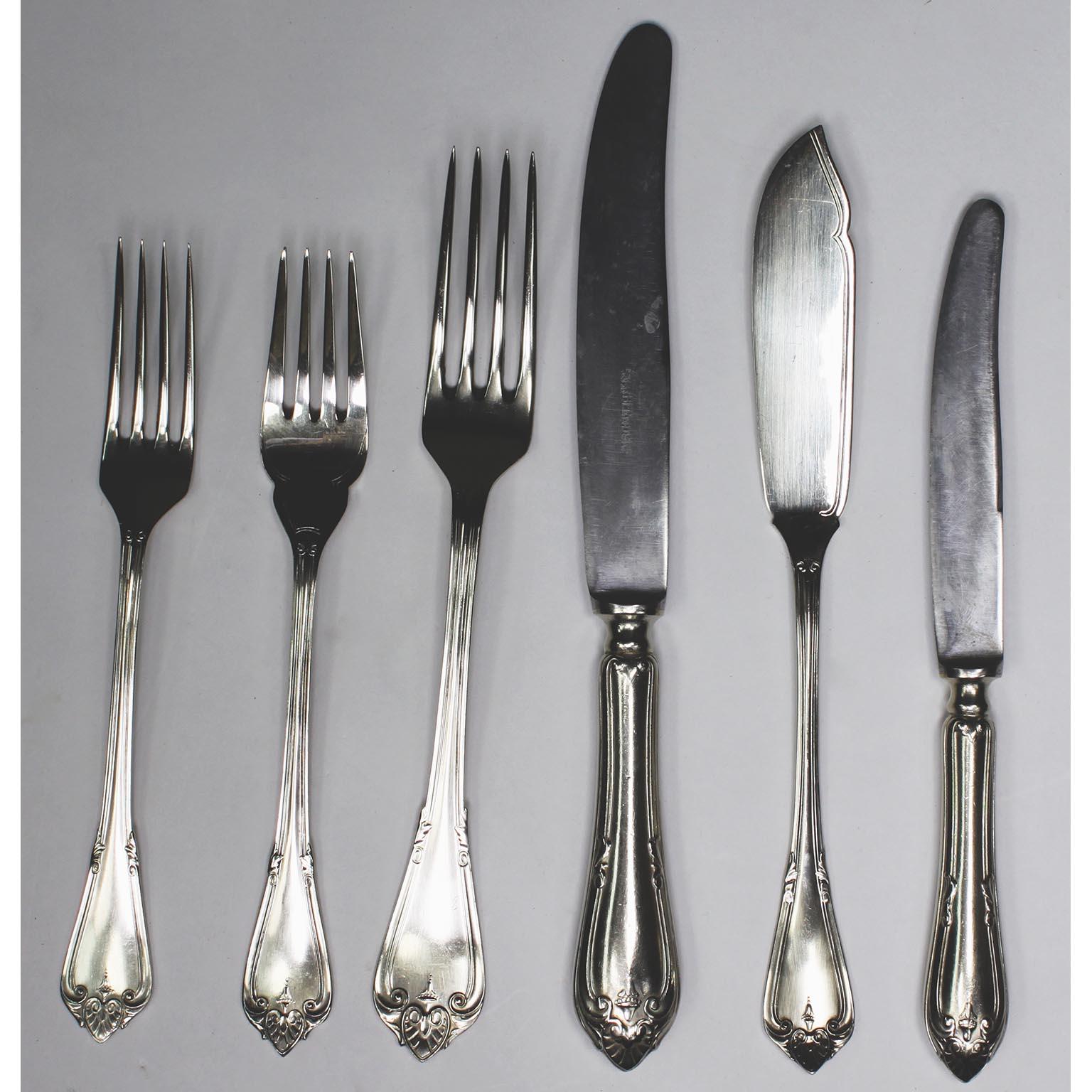 Neoclassical Revival A Fine Early 20th Century 152 Piece Austrian Flatware Set by Berndorf Alpacca For Sale