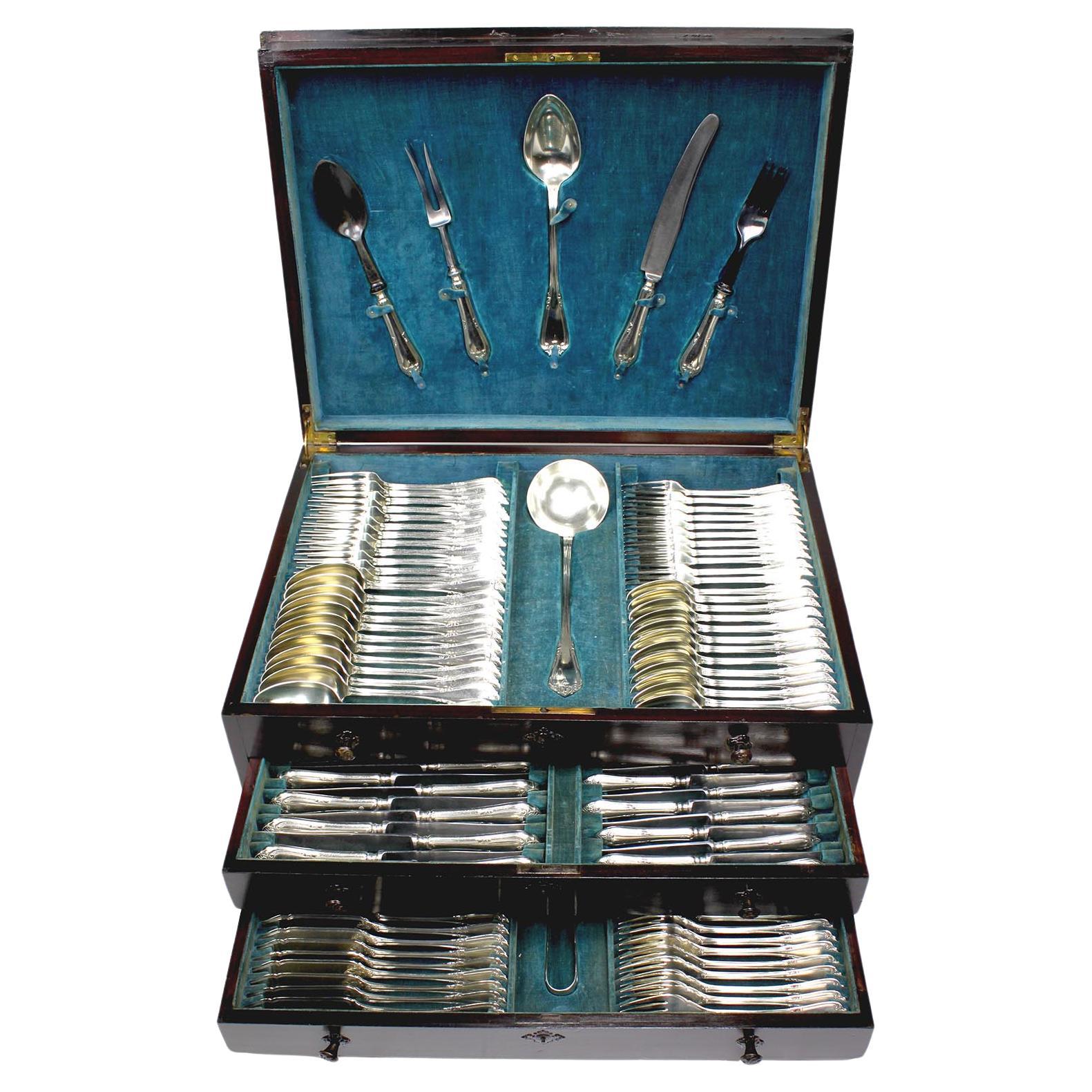 A Fine Early 20th Century 152 Piece Austrian Flatware Set by Berndorf Alpacca For Sale