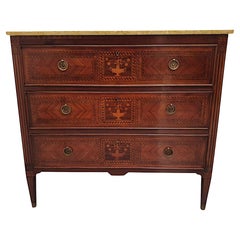 A Fine Early 20th Century Highly Inlaid Marble Top Chest of Drawers