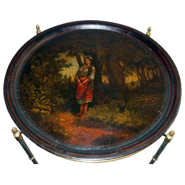 A Fine Early Russian Tray on Stand For Sale
