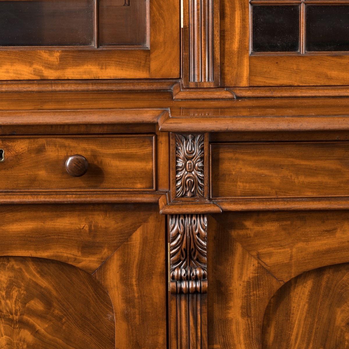 English Fine Early William IV Mahogany Breakfront Bookcase Firmly Attributed Gillows For Sale