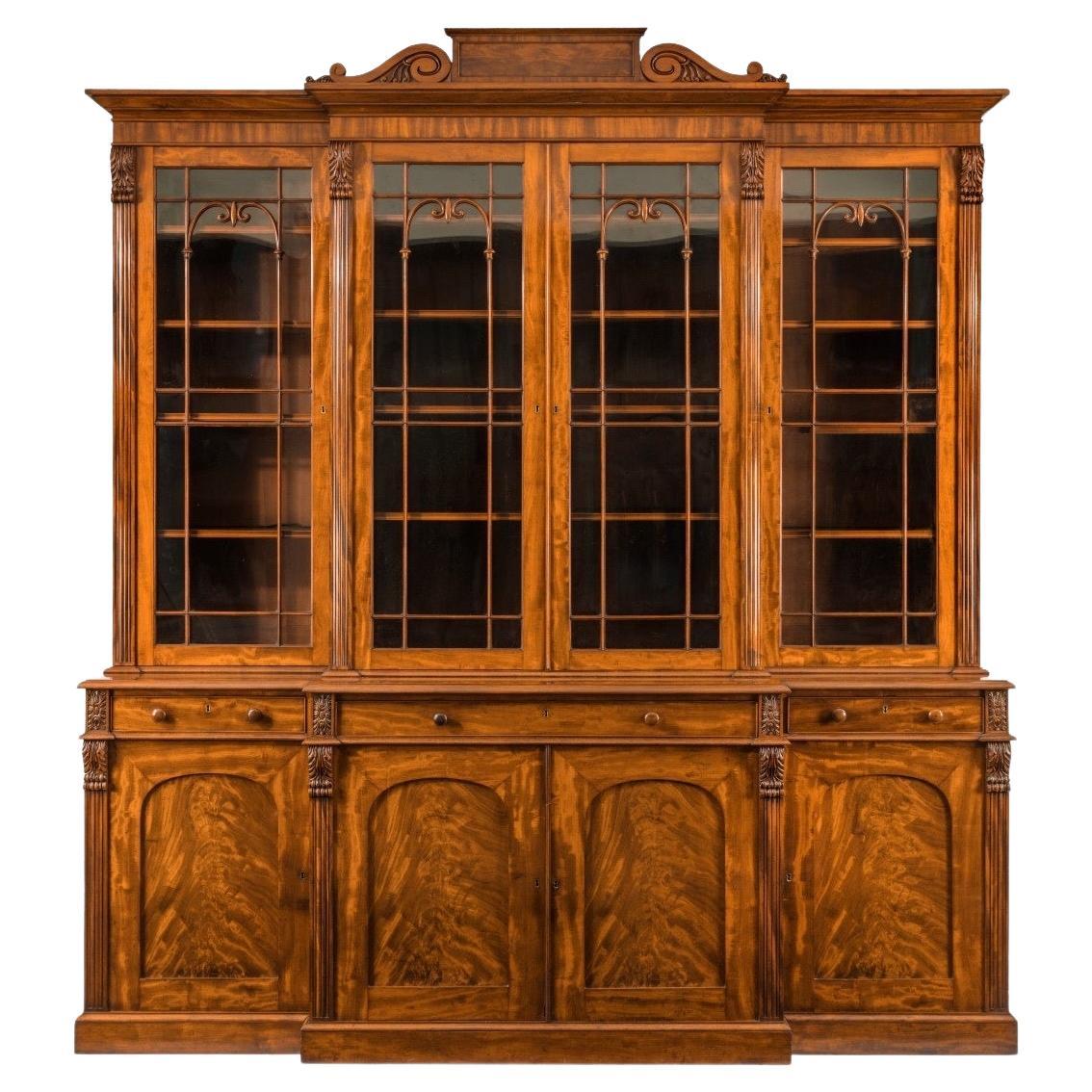 Fine Early William IV Mahogany Breakfront Bookcase Firmly Attributed Gillows For Sale