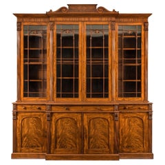 Used Fine Early William IV Mahogany Breakfront Bookcase Firmly Attributed Gillows