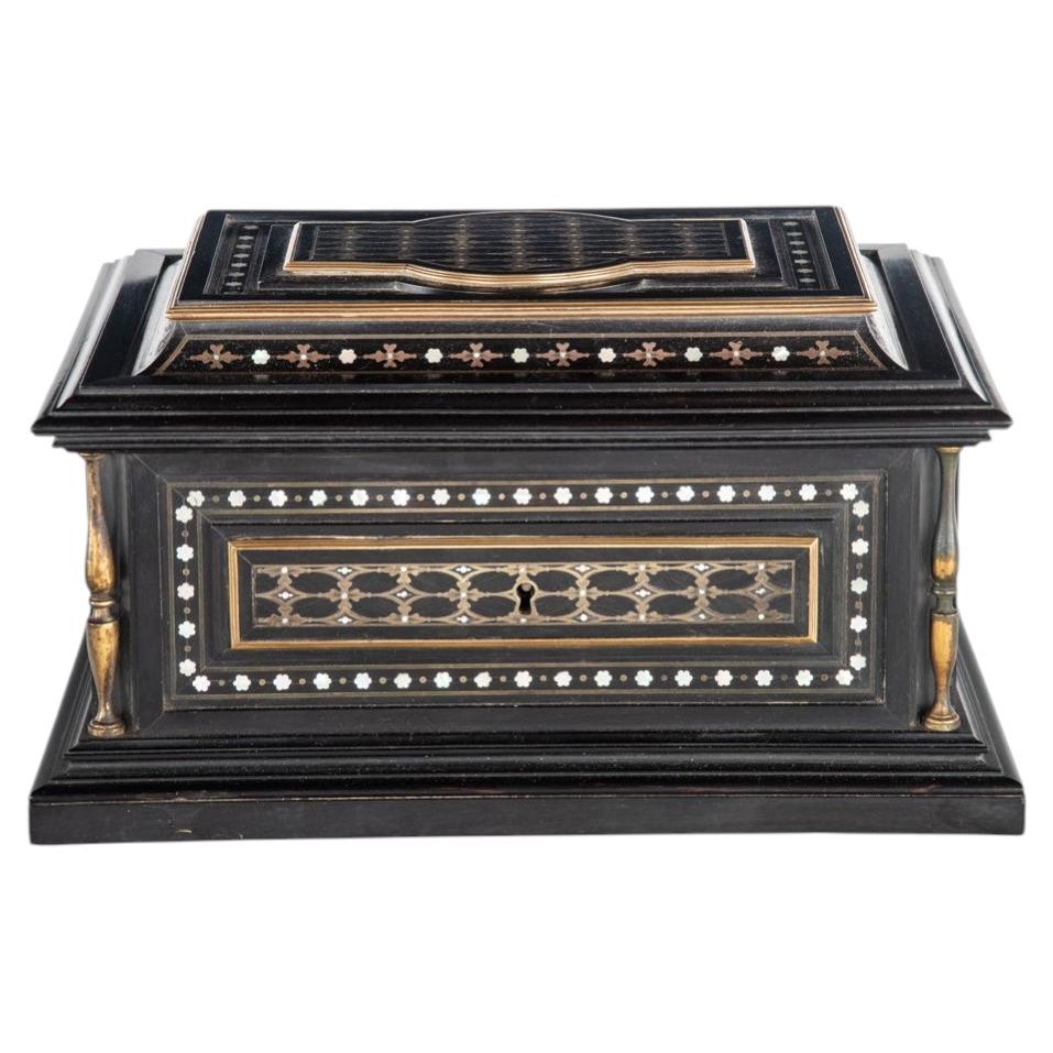 A Fine Ebony and Inlaid Jewellery box or Casket by Paul Sormani, Paris, c.1860 For Sale