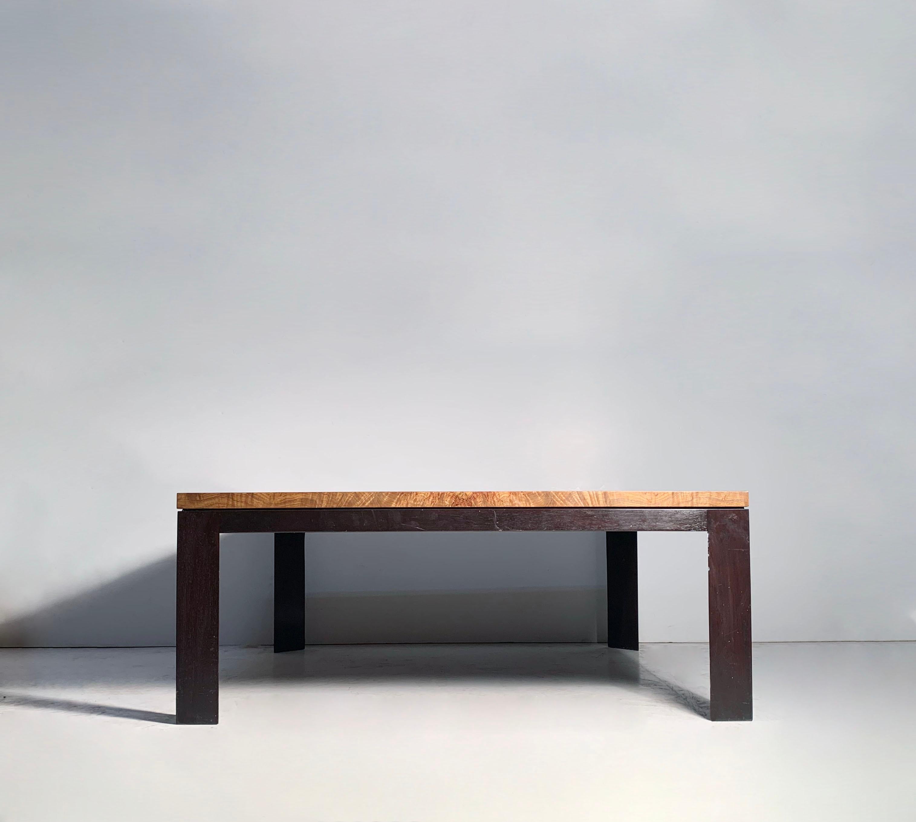Mid-Century Modern A Fine Edward Wormley Coffee Table for Dunbar in Exotic Burl For Sale