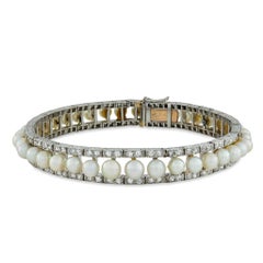 Un raffinato bracciale di perle naturali e diamanti di epoca edoardiana