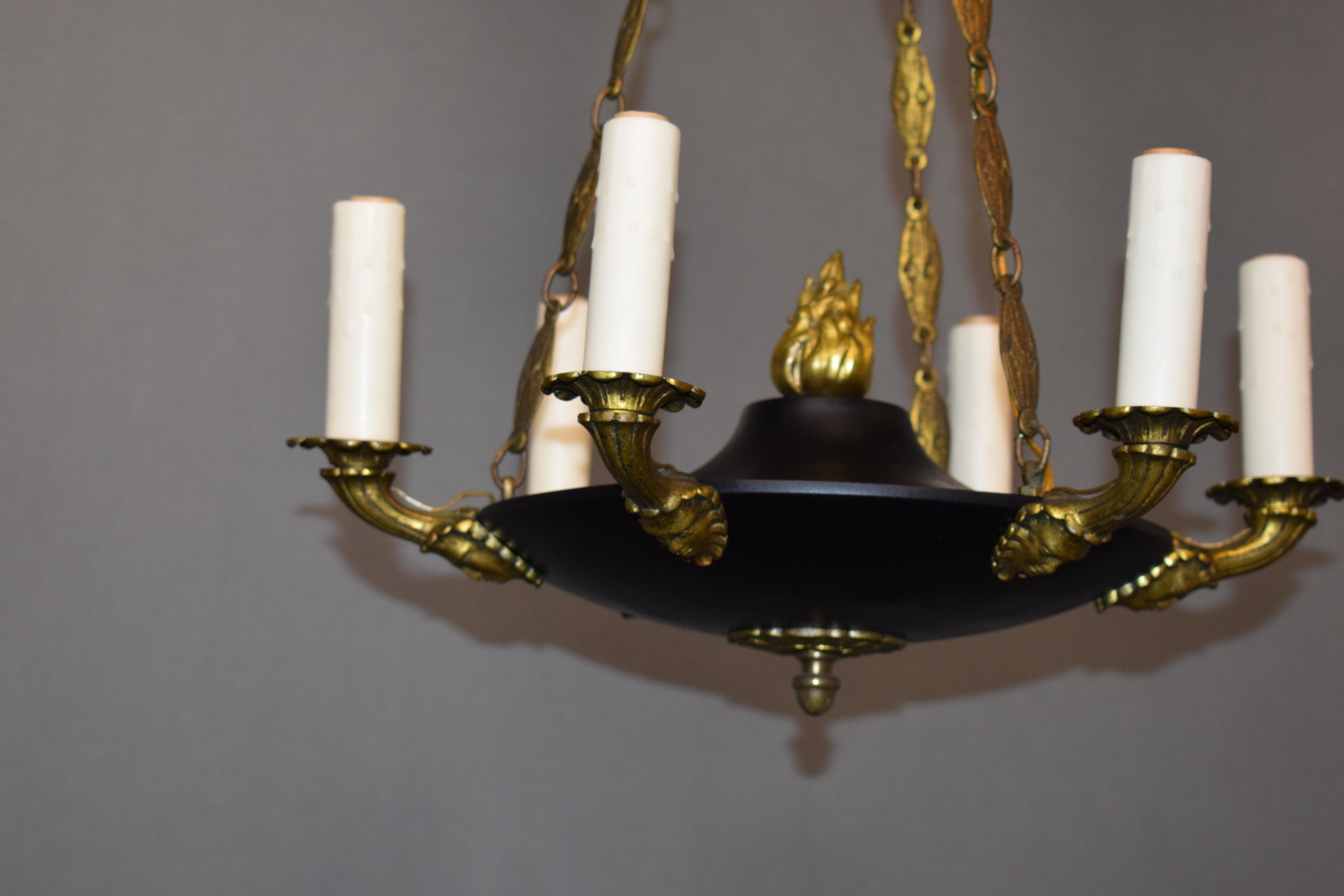 French Fine and Elegant Empire Style Chandelier, France, circa 1910, 6 Lights
